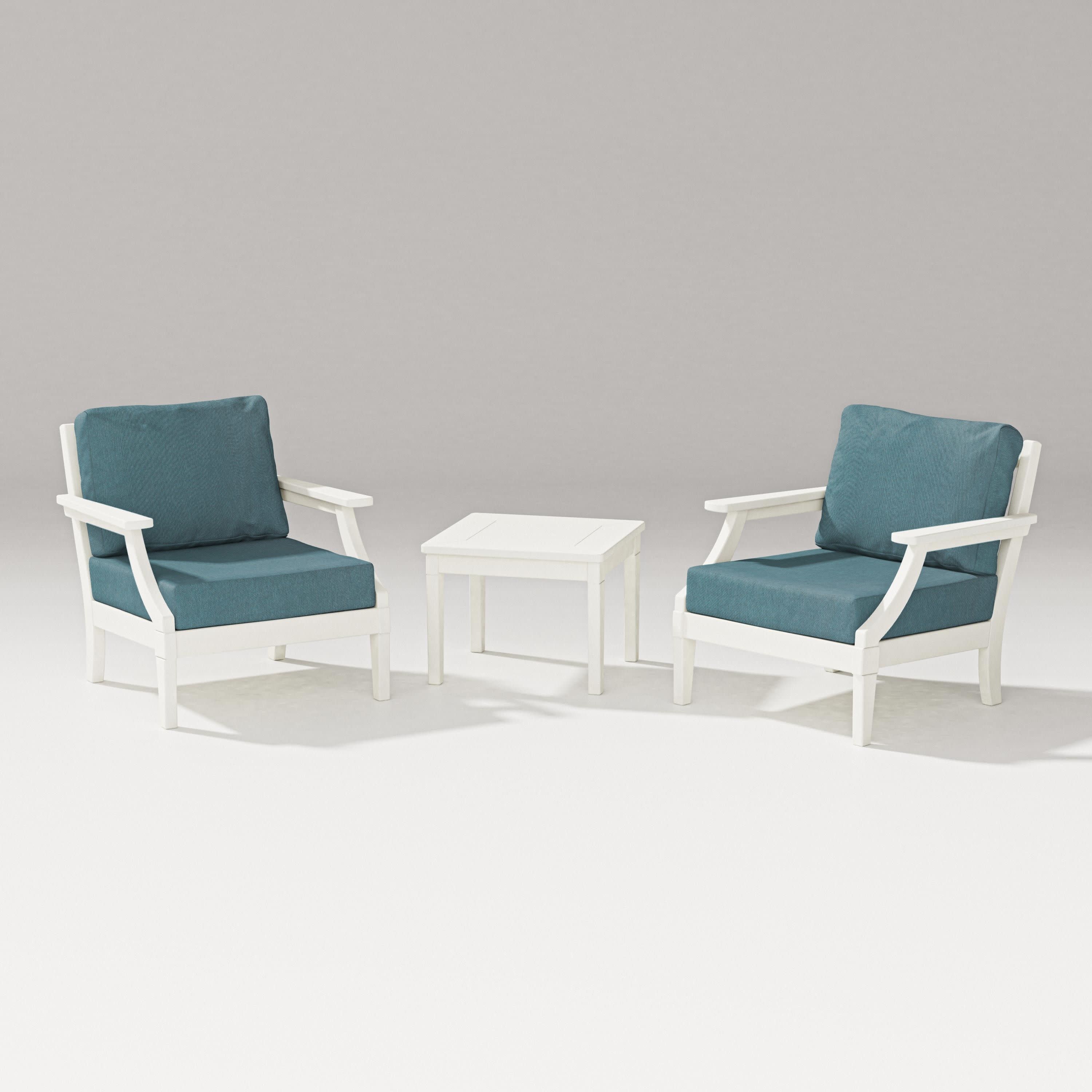 Estate 3-Piece Lounge Chair Set in Vintage White / Ocean Teal