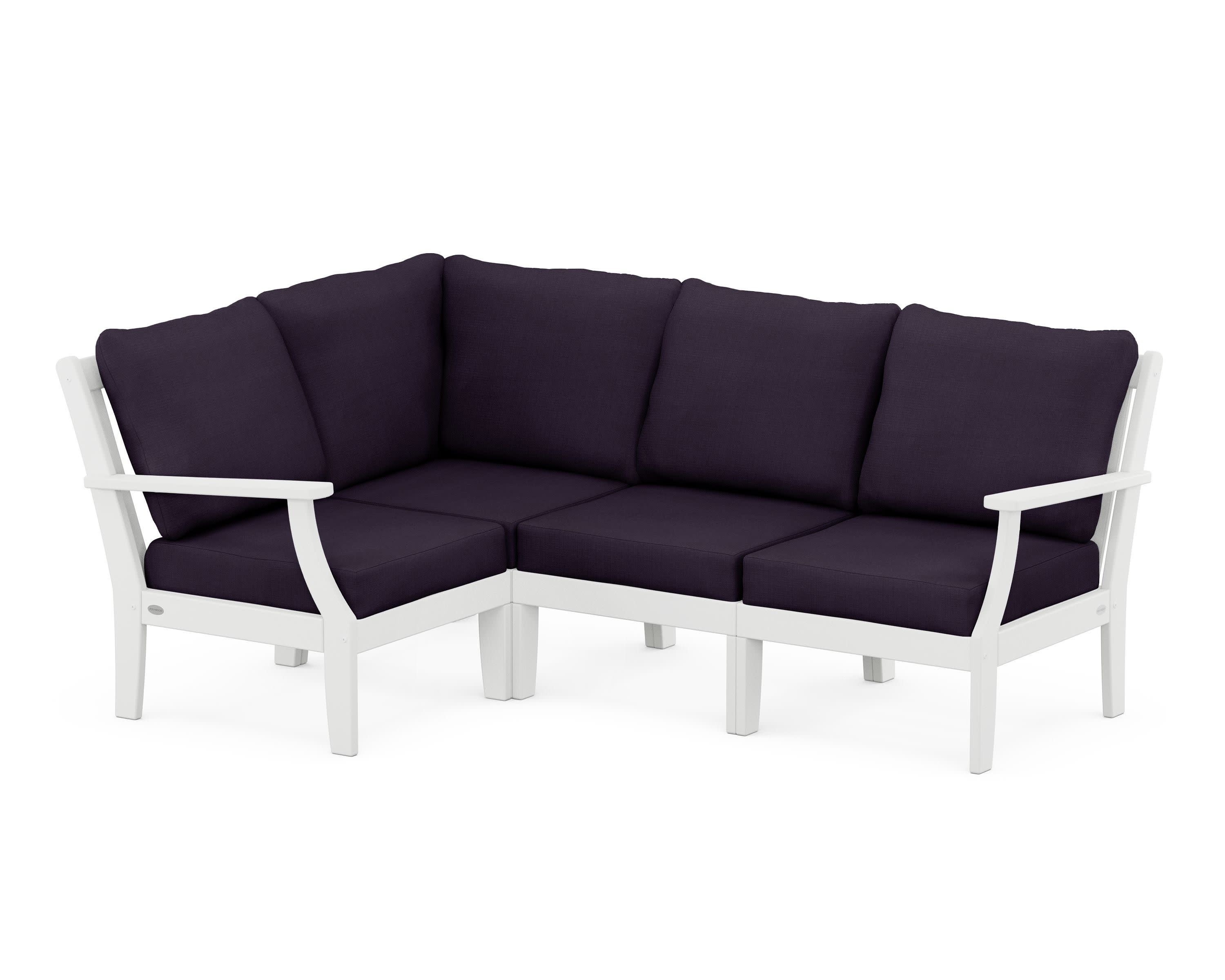 Braxton Modular 4-Piece Deep Seating Set in White / Navy Linen