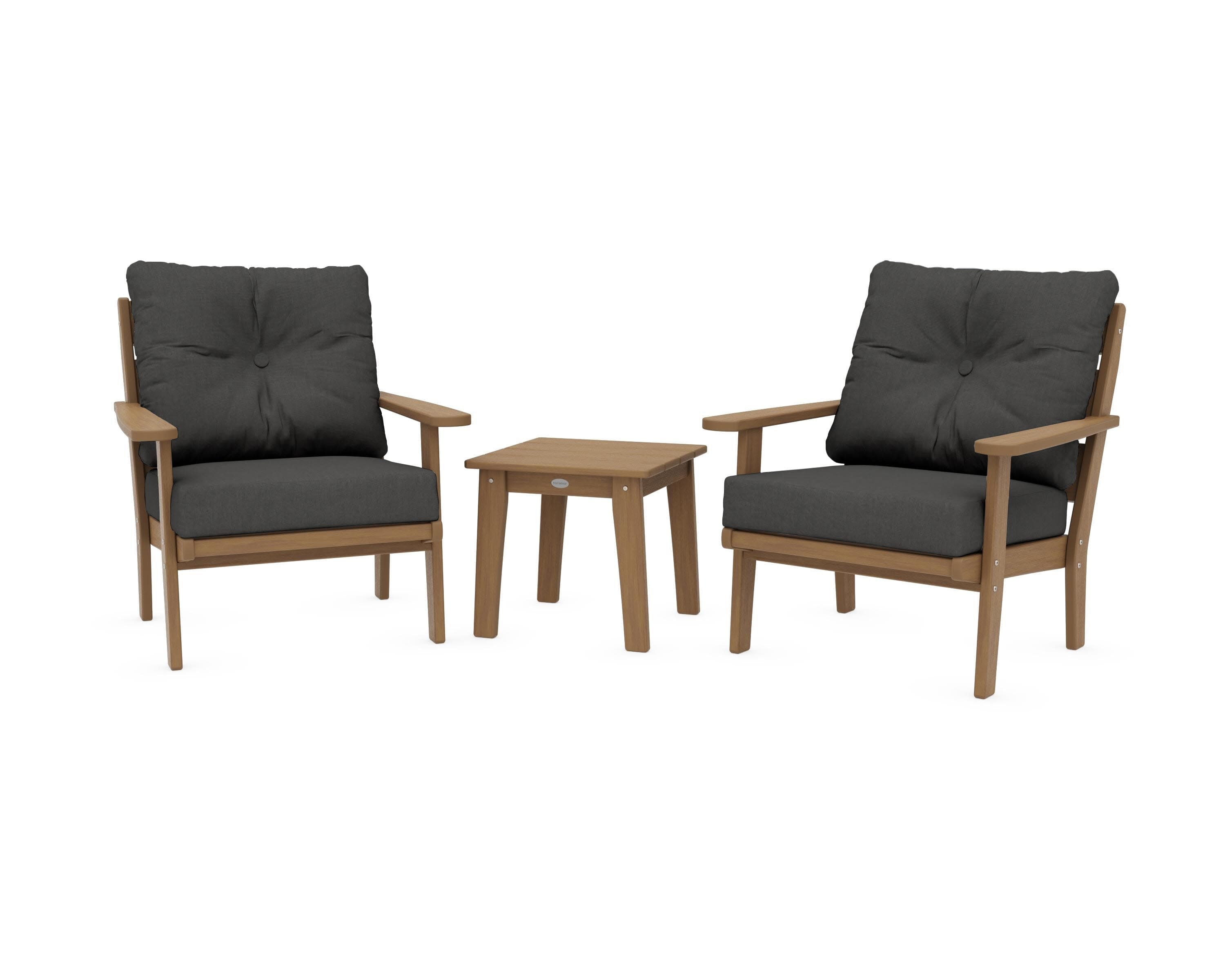 Lakeside 3-Piece Deep Seating Chair Set in Natural / Spectrum Carbon