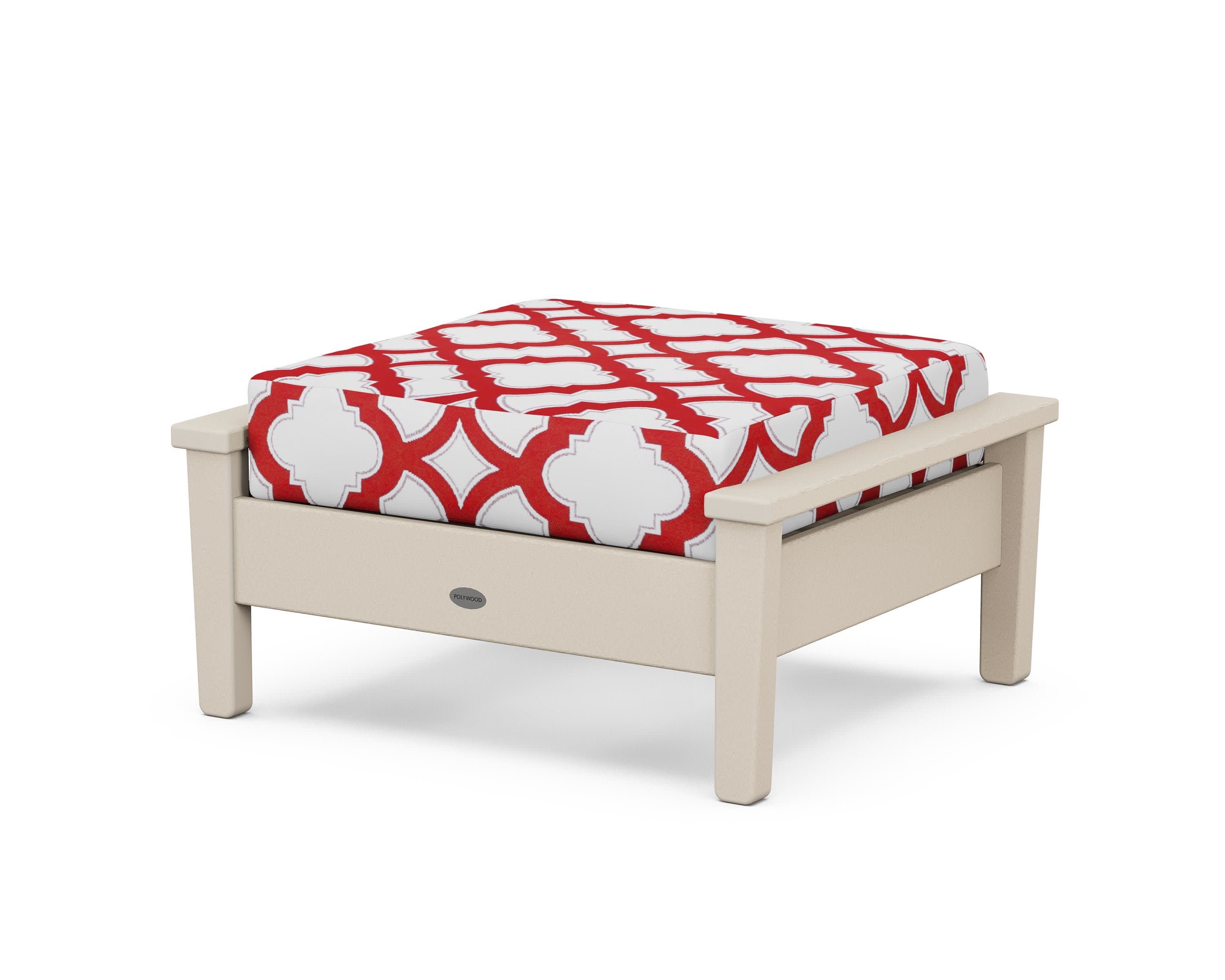 Prescott Deep Seating Ottoman in Sand / Trellis Crimson