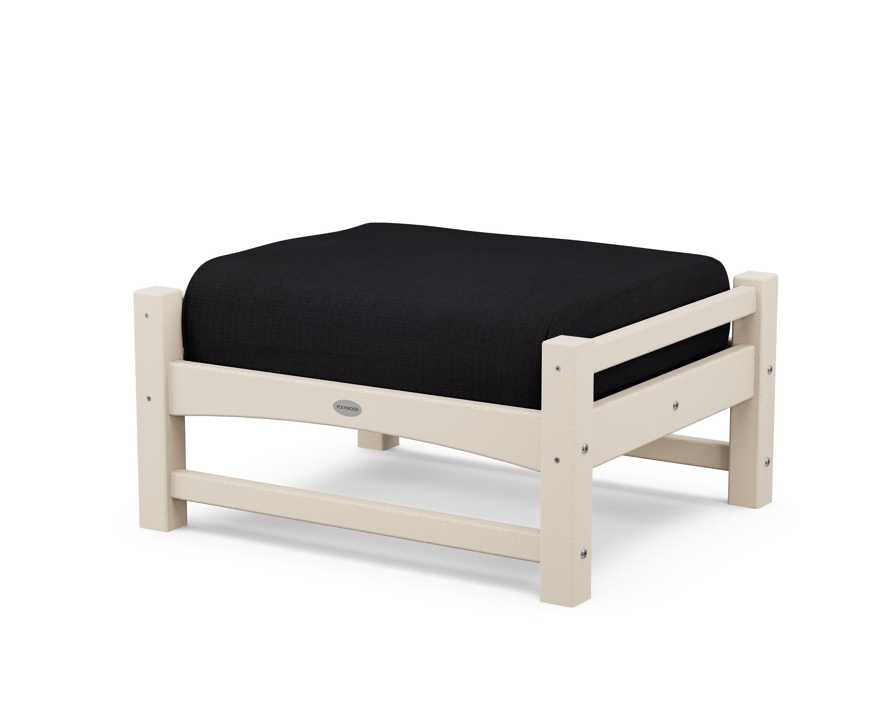 Club Ottoman in Sand / Midnight Linen