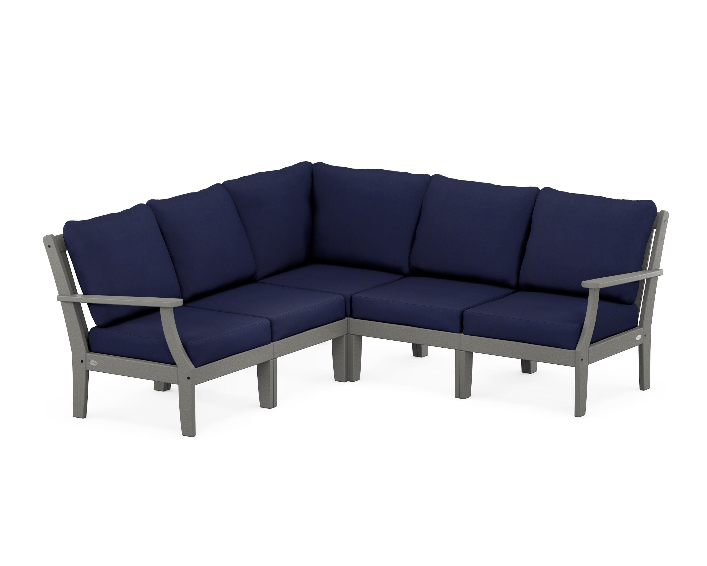 Braxton Modular 5-Piece Deep Seating Set in Slate Grey / Navy