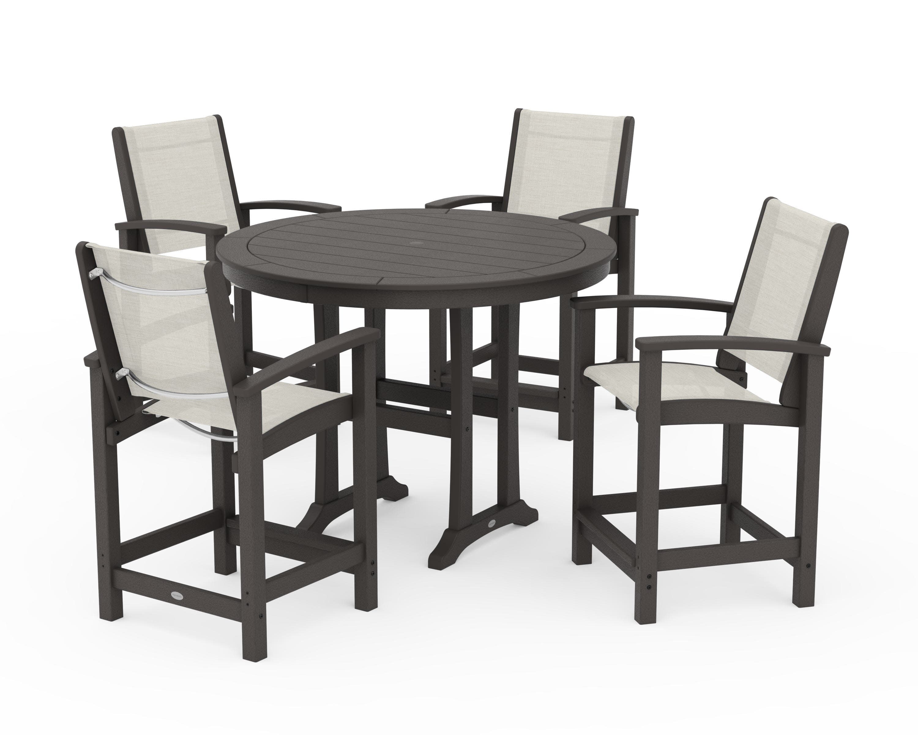 Coastal 5-Piece Counter Set in Vintage Coffee / Parchment Sling