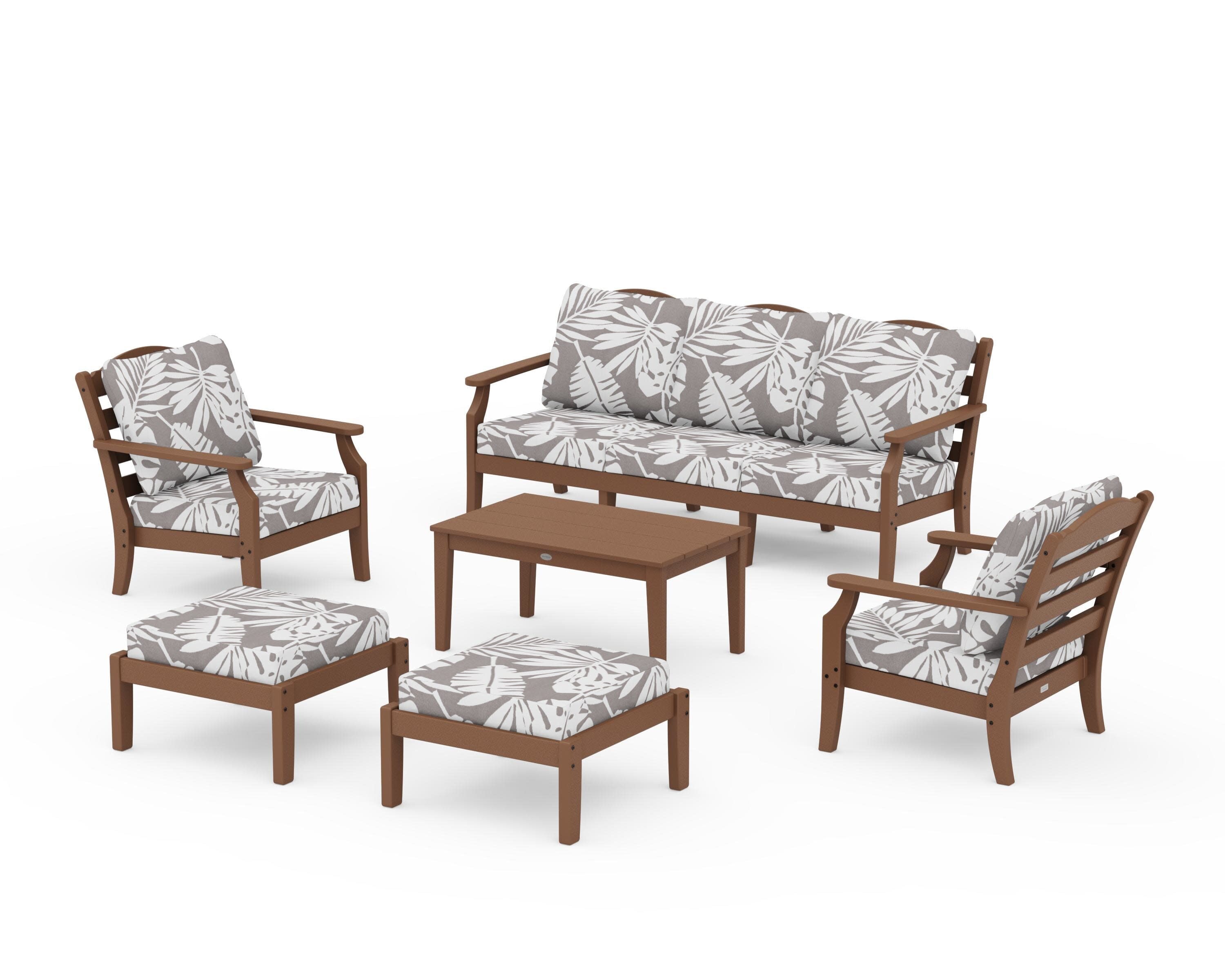 Savannah 6-Piece Lounge Sofa Set in Teak / Leaf Grey Mist