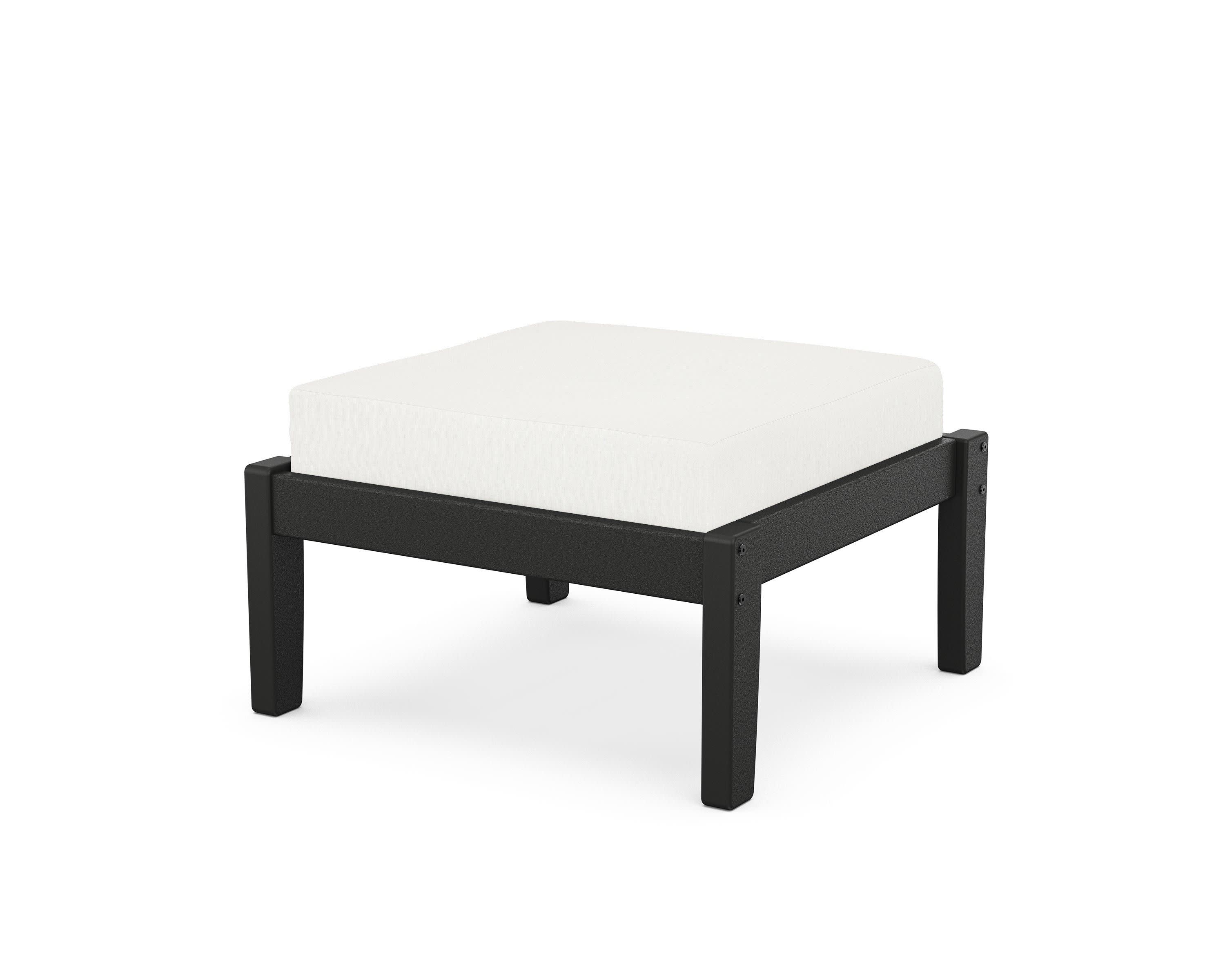 Deep Seating Ottoman in Black / Natural Linen