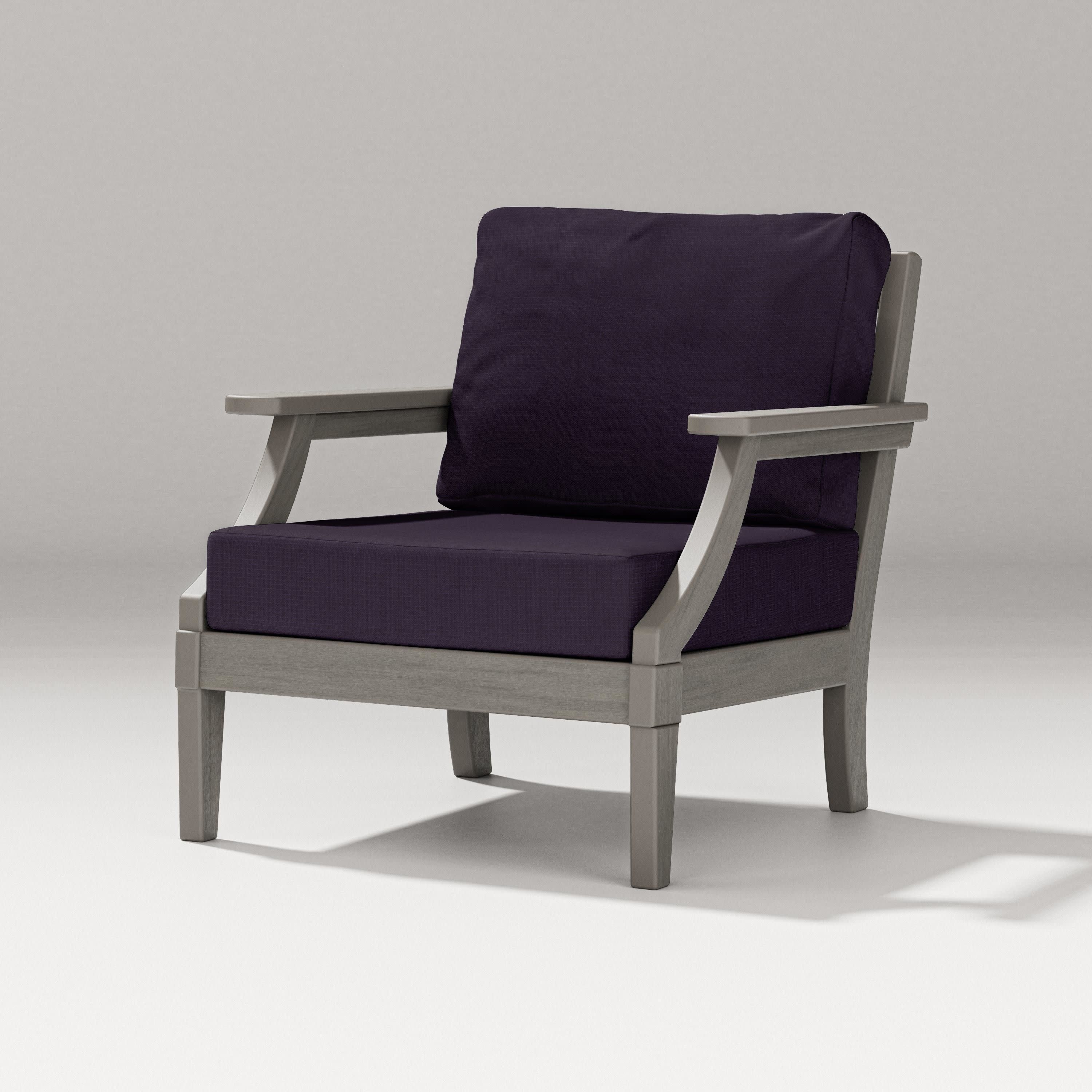 Estate Lounge Chair in Driftwood / Navy Linen