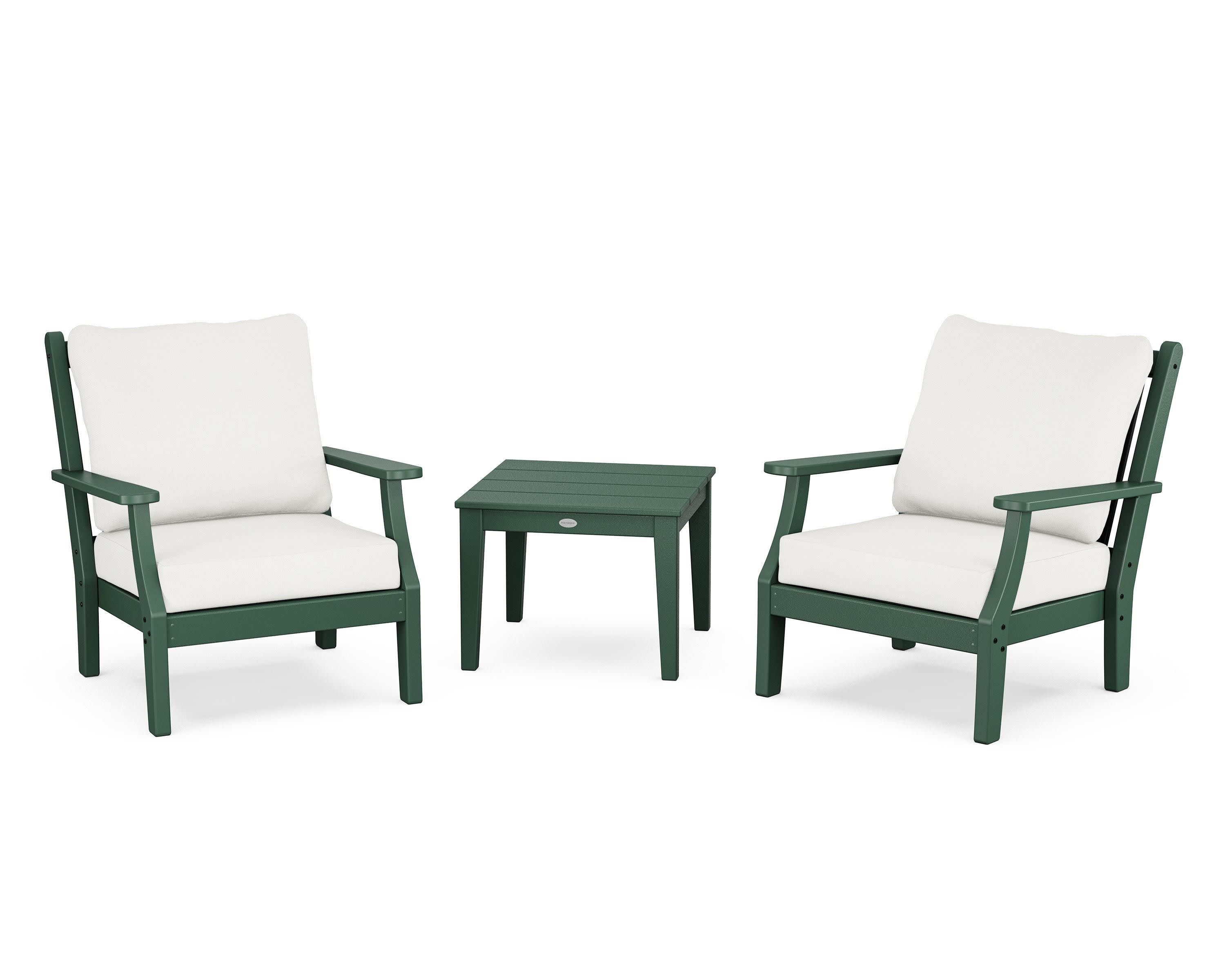 Wovendale 3-Piece Deep Seating Set in Green / Natural Linen
