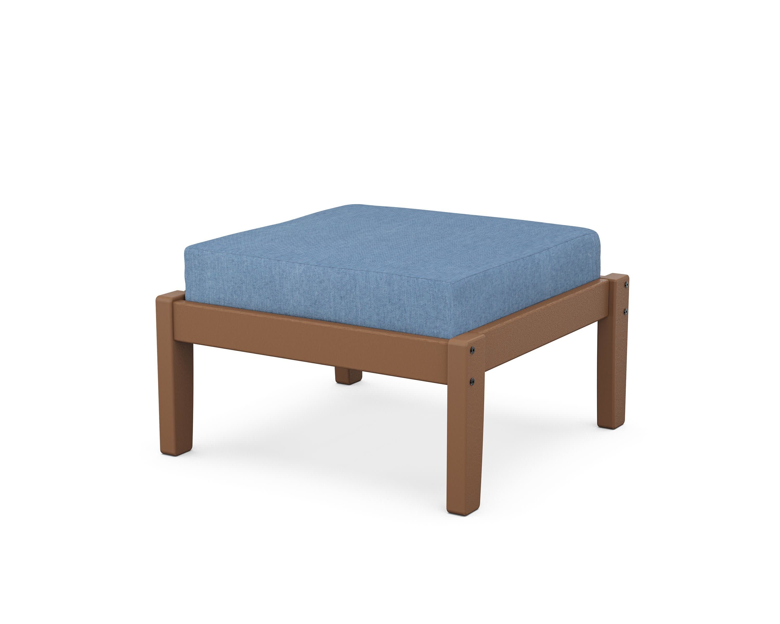 Deep Seating Ottoman in Teak / Sky Blue