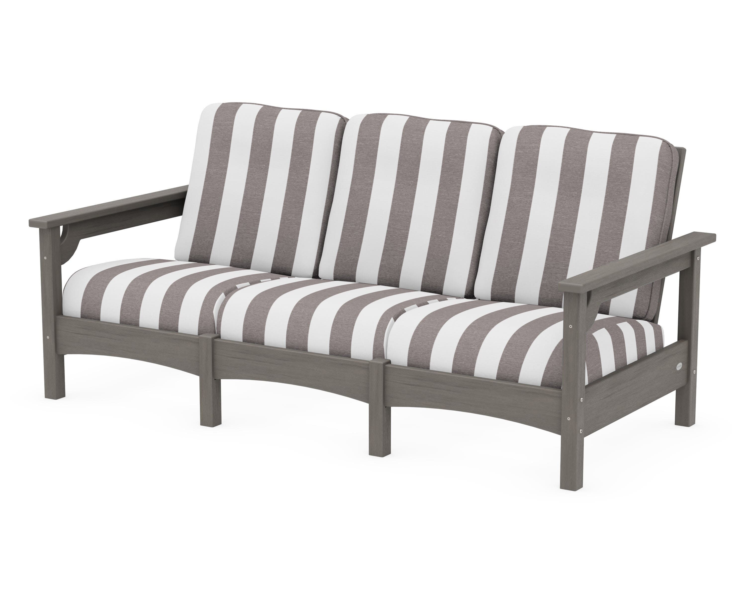 Club Sofa in Driftwood / Cabana Stripe Grey Mist