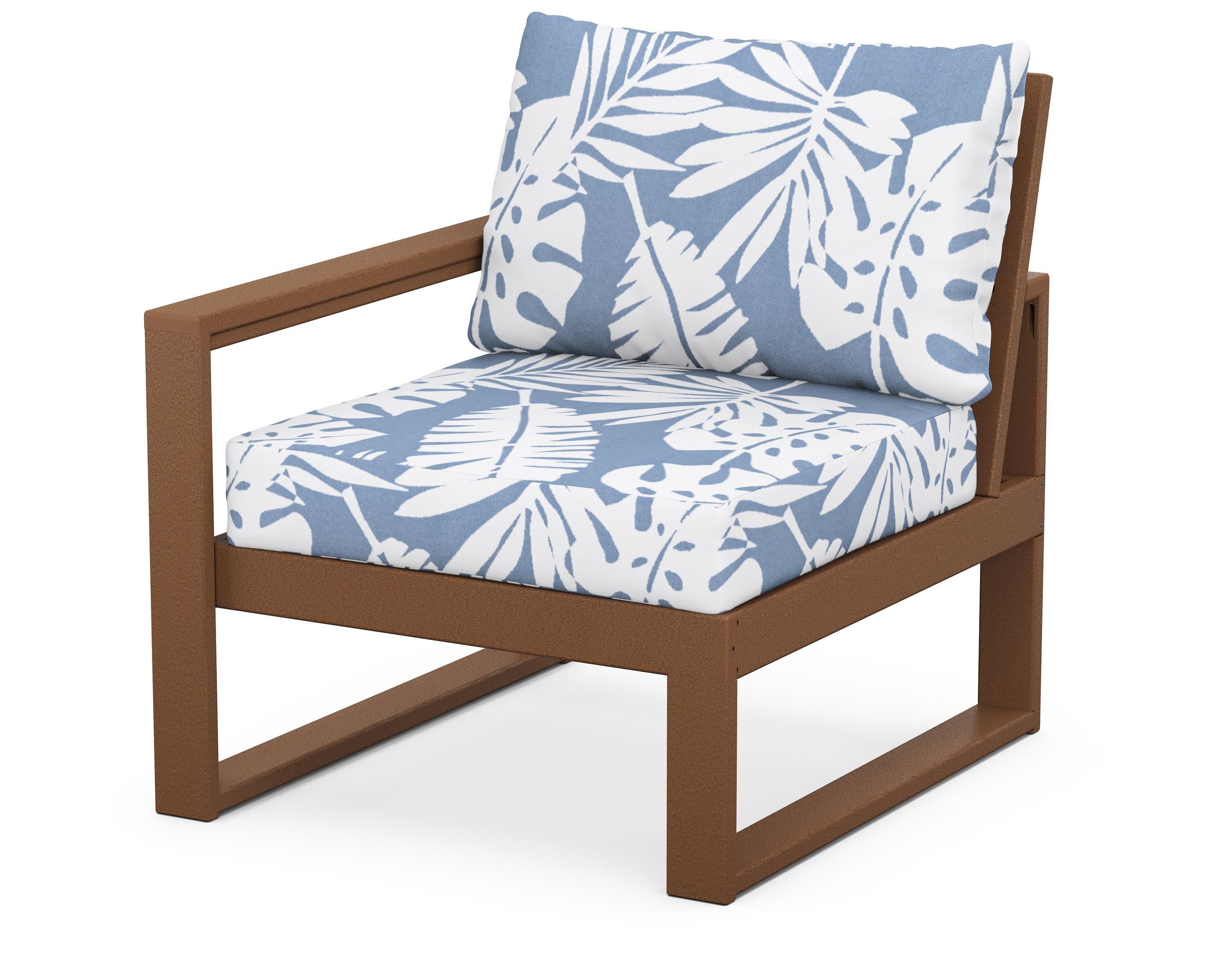 EDGE Modular Left Arm Chair in Teak / Leaf Sky Blue