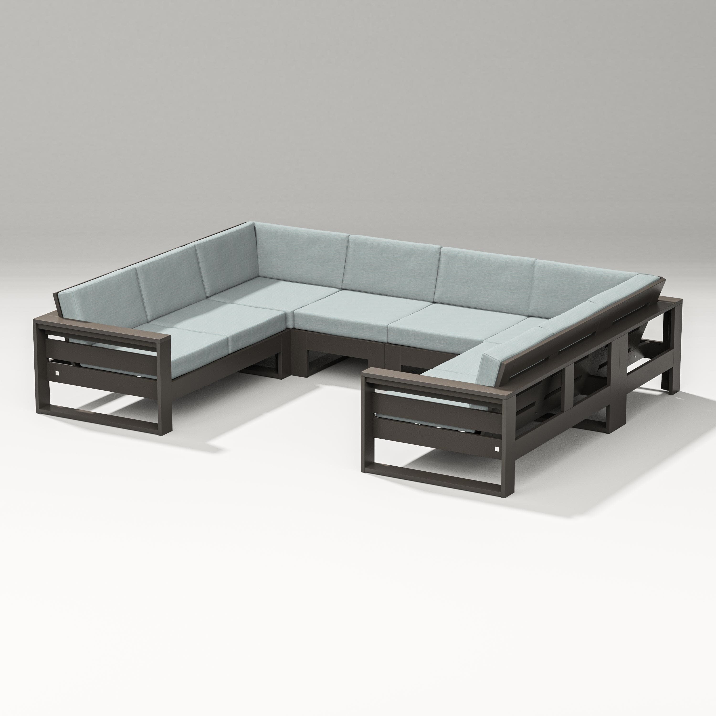 Latitude U-Shaped Sectional in Vintage Coffee / Soothe Mist