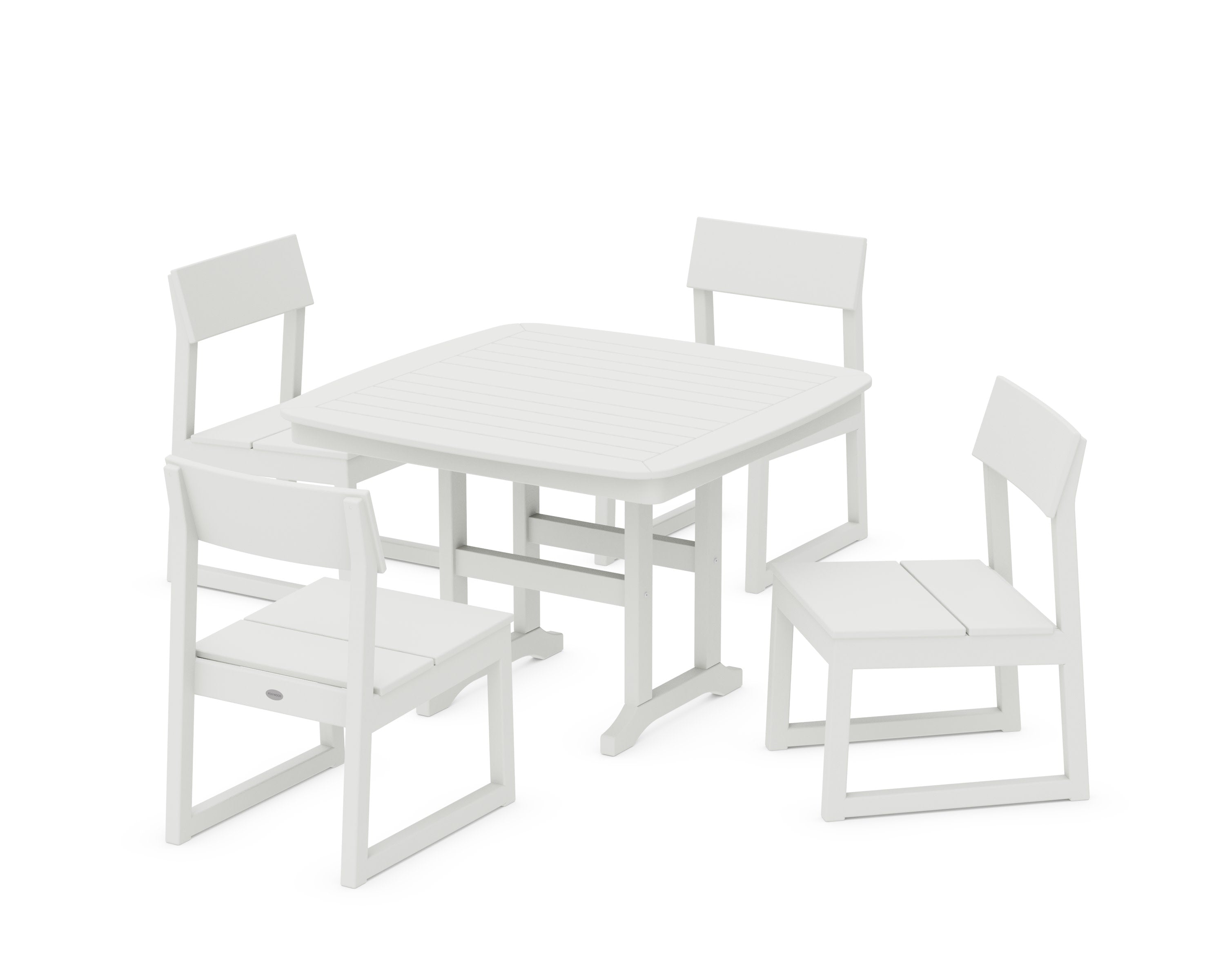 EDGE Side Chair 5-Piece Dining Set with Trestle Legs in Vintage White