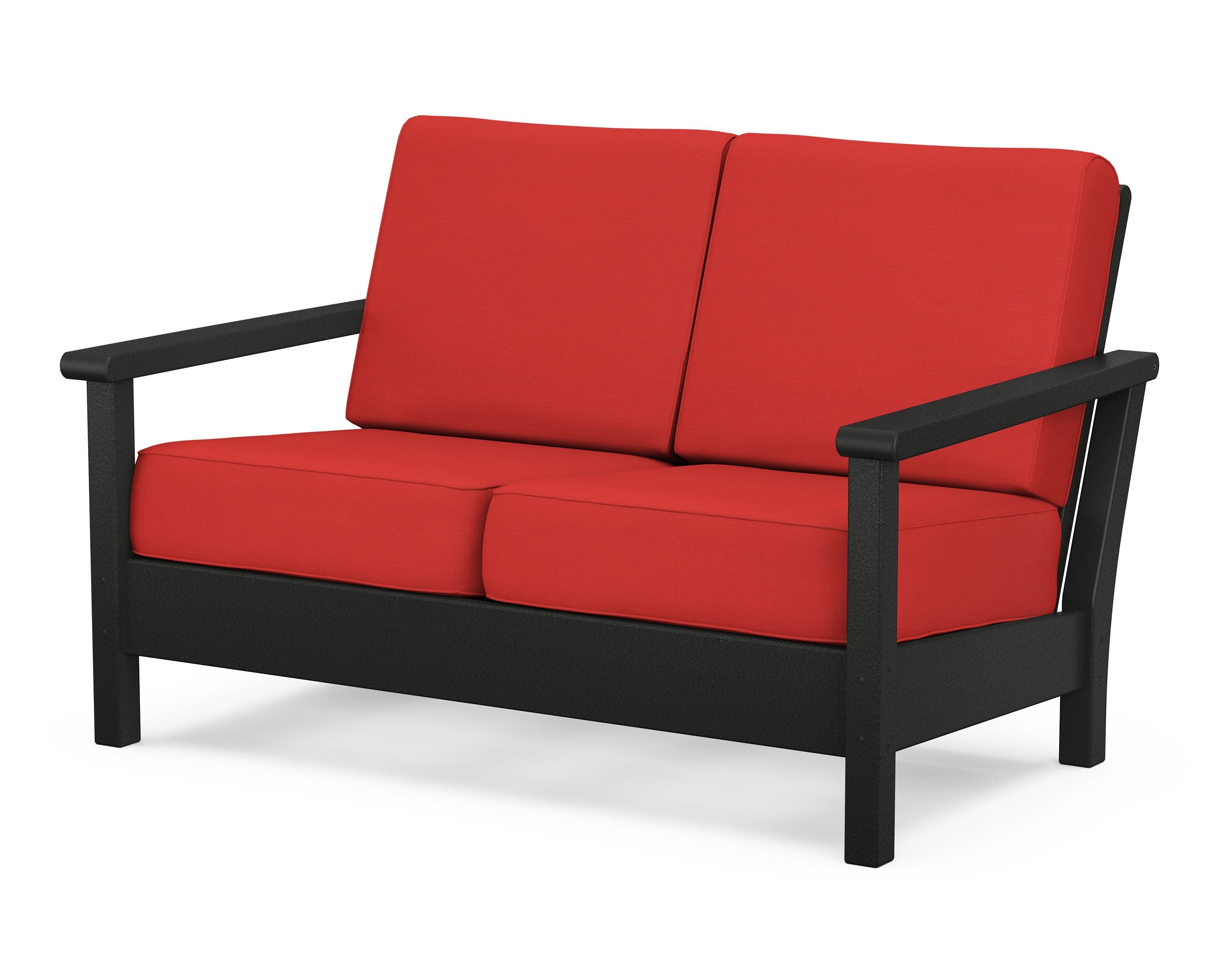 Harbour Deep Seating Loveseat in Black / Crimson Linen