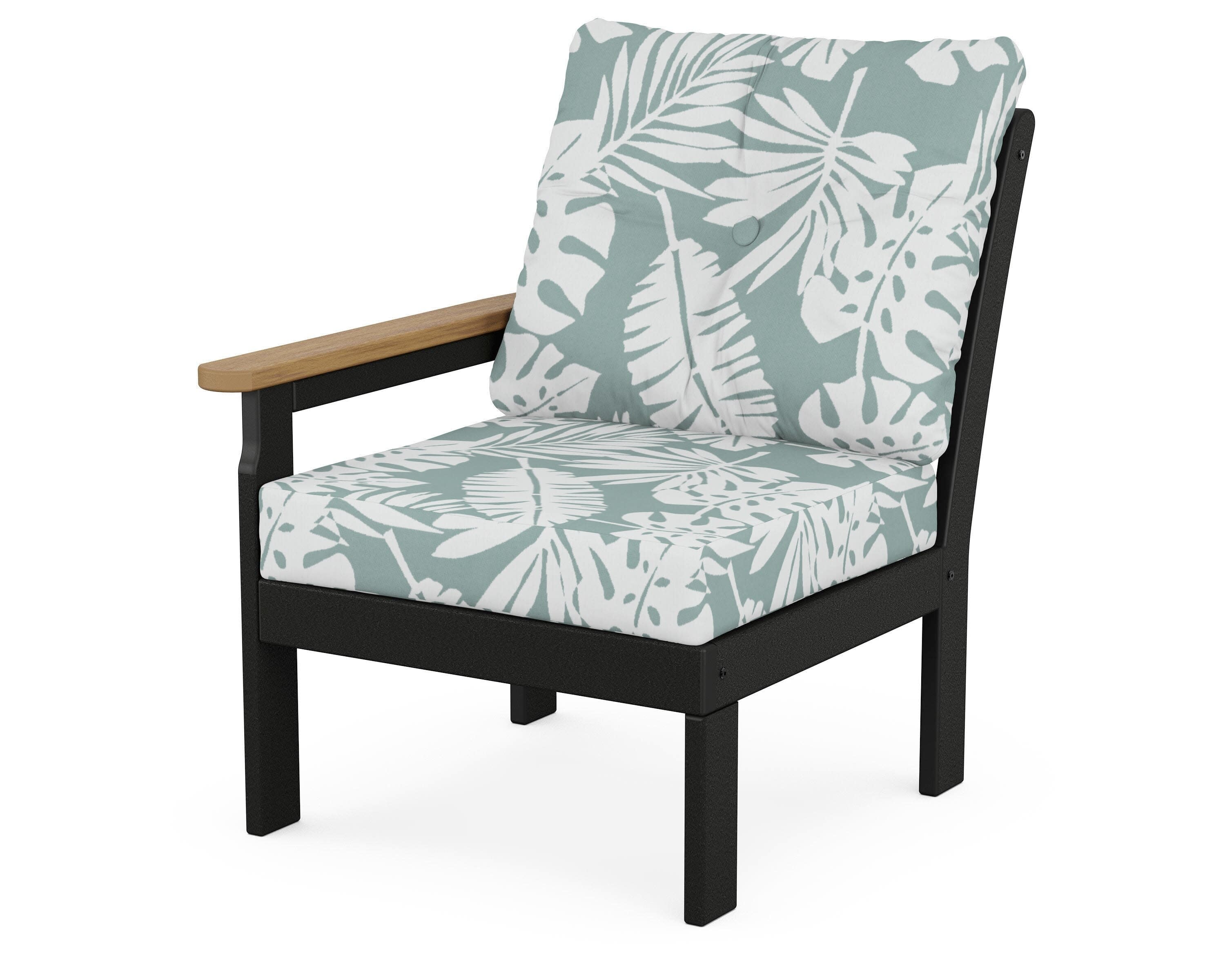Vineyard Modular Left Arm Chair in Black / Natural / Leaf Glacier Spa