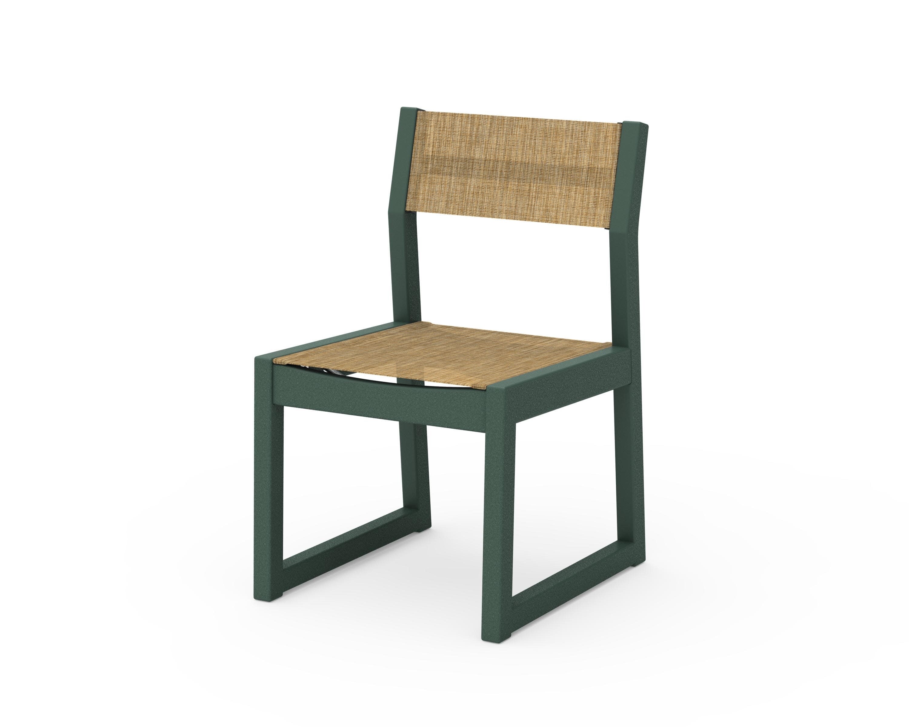 EDGE Sling Dining Side Chair in Green / Burlap Sling
