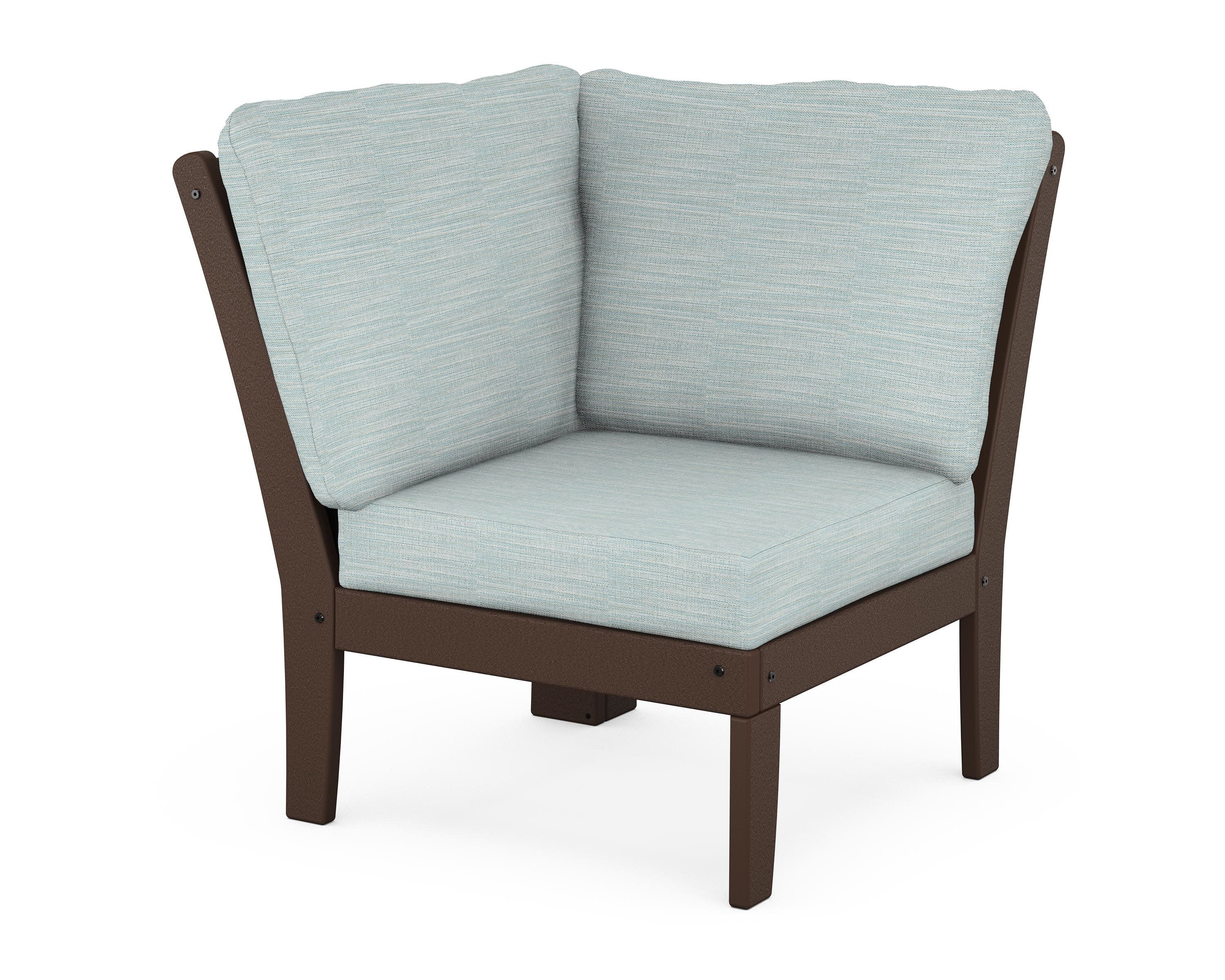 Braxton Modular Corner Chair in Mahogany / Soothe Mist