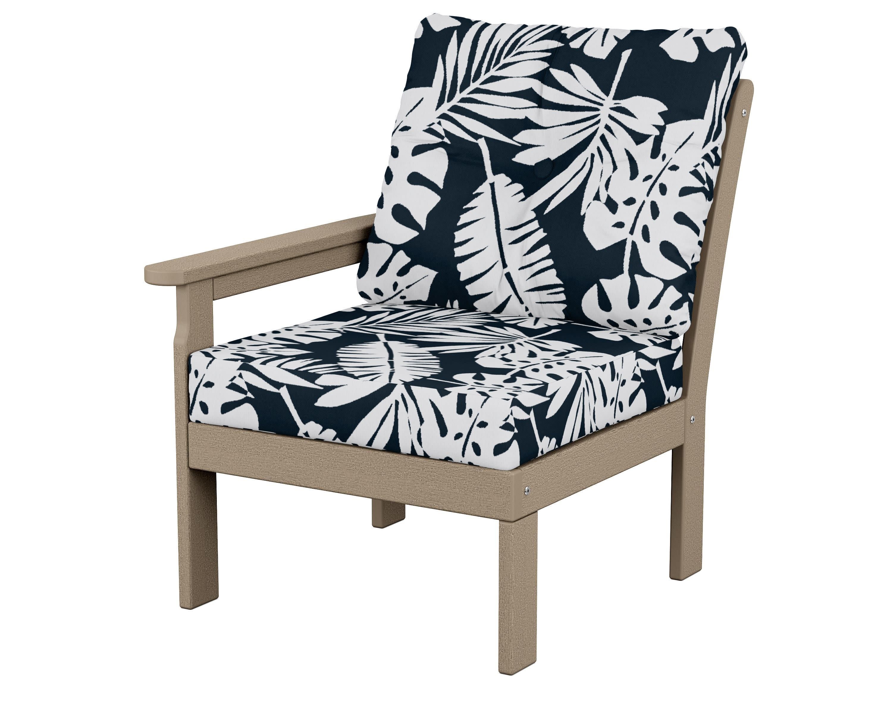 Vineyard Modular Left Arm Chair in Vintage Sahara / Leaf Marine Indigo
