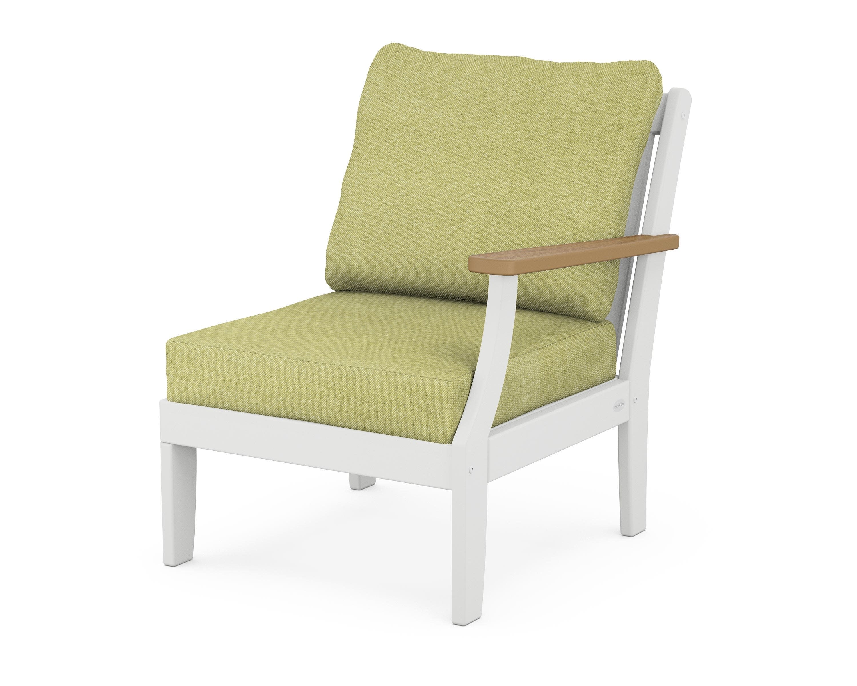 Braxton Modular Right Arm Chair in White / Natural / Chartreuse Boucle