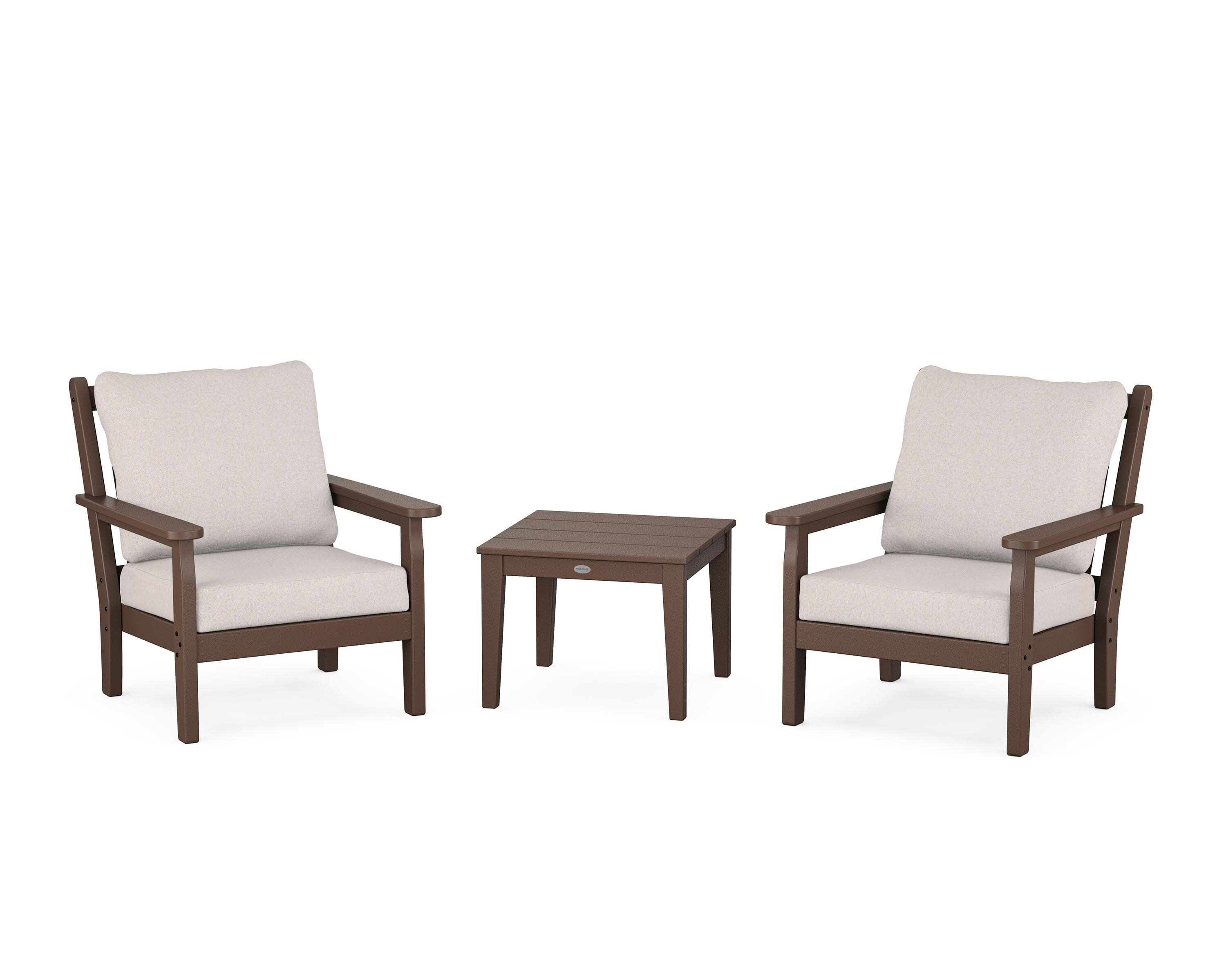 Chippendale 3-Piece Deep Seating Set in Mahogany / Dune Burlap