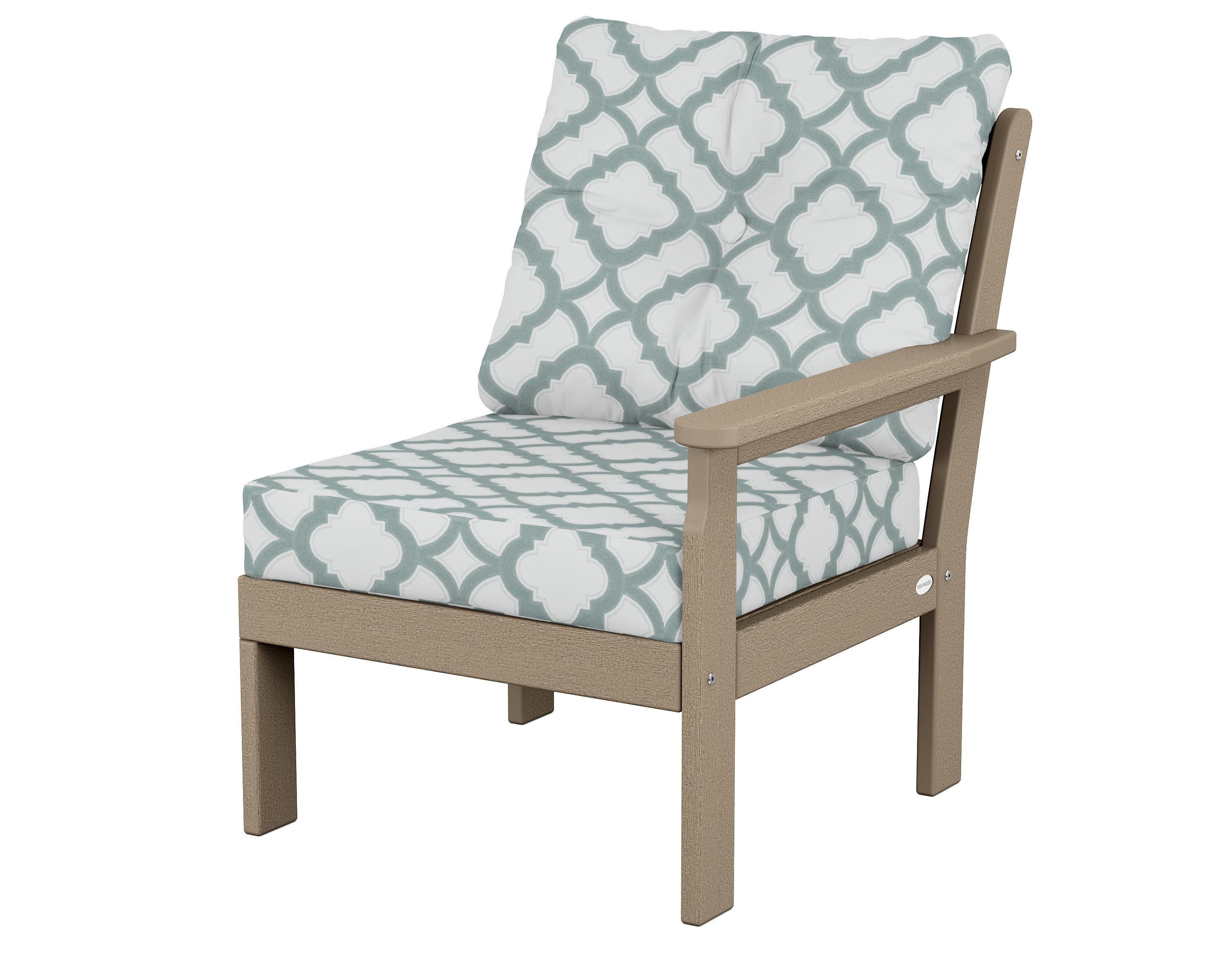 Vineyard Modular Right Arm Chair in Vintage Sahara / Trellis Glacier Spa