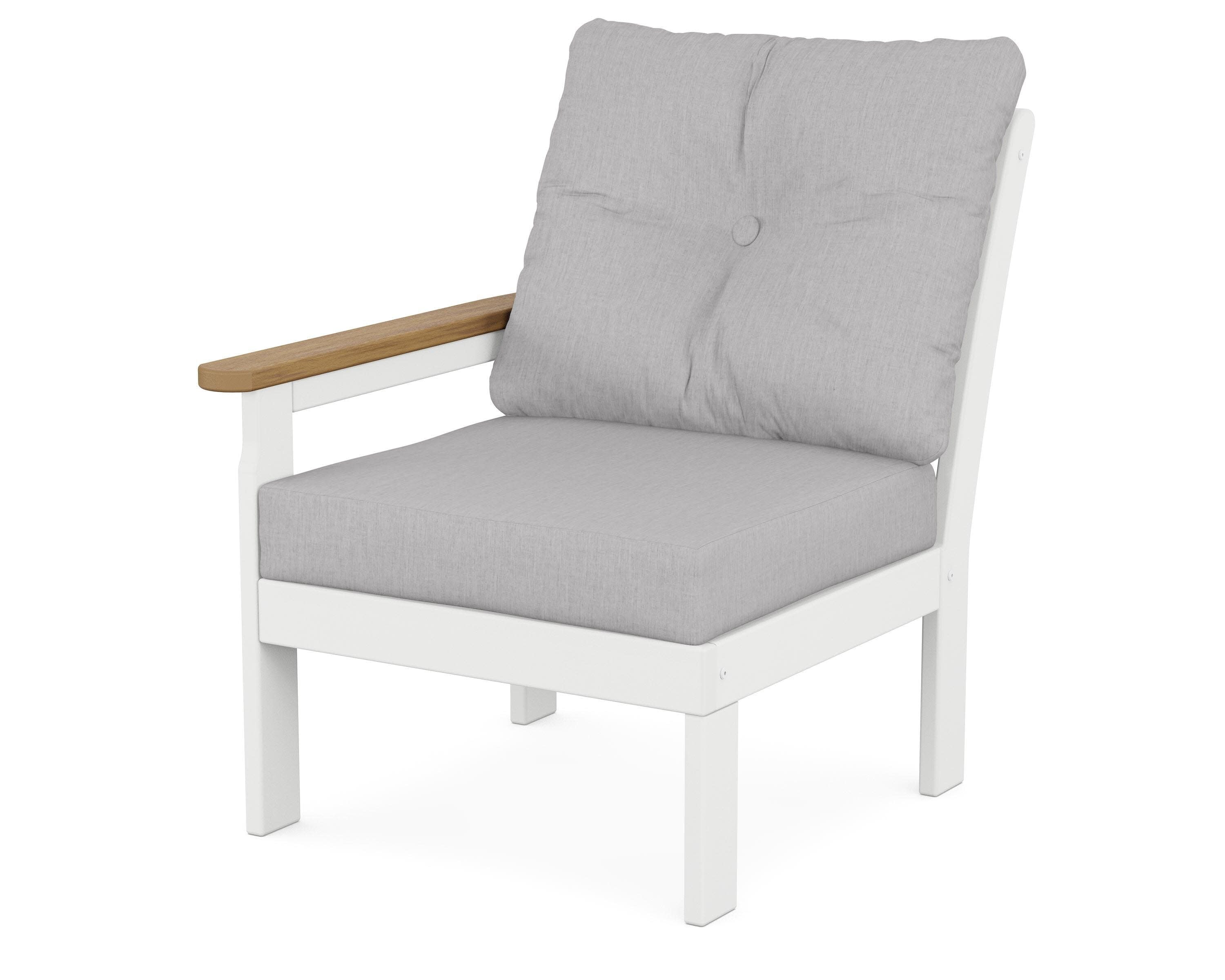 Vineyard Modular Left Arm Chair in White / Natural / Granite
