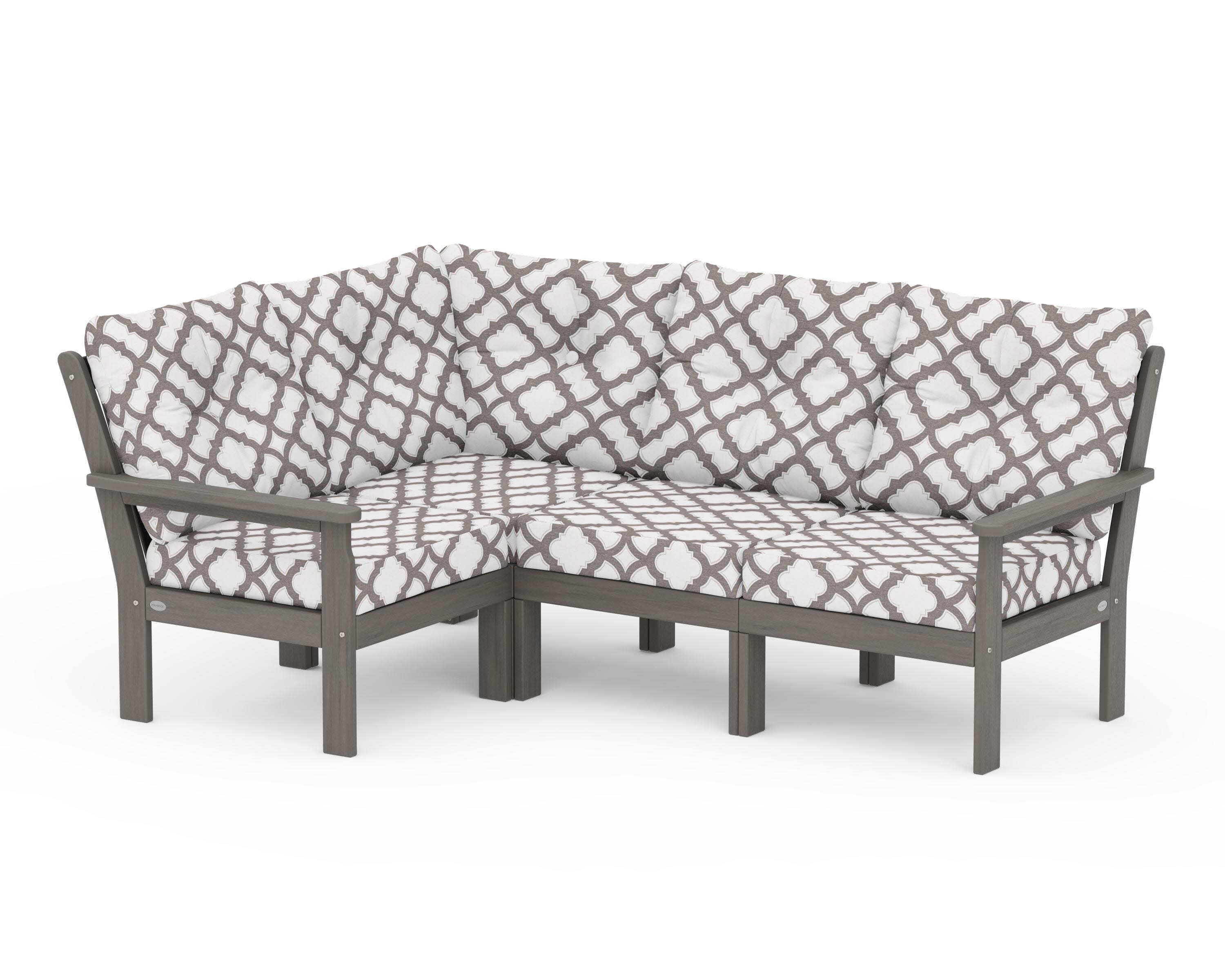 Vineyard 4-Piece Sectional in Driftwood / Trellis Grey Mist