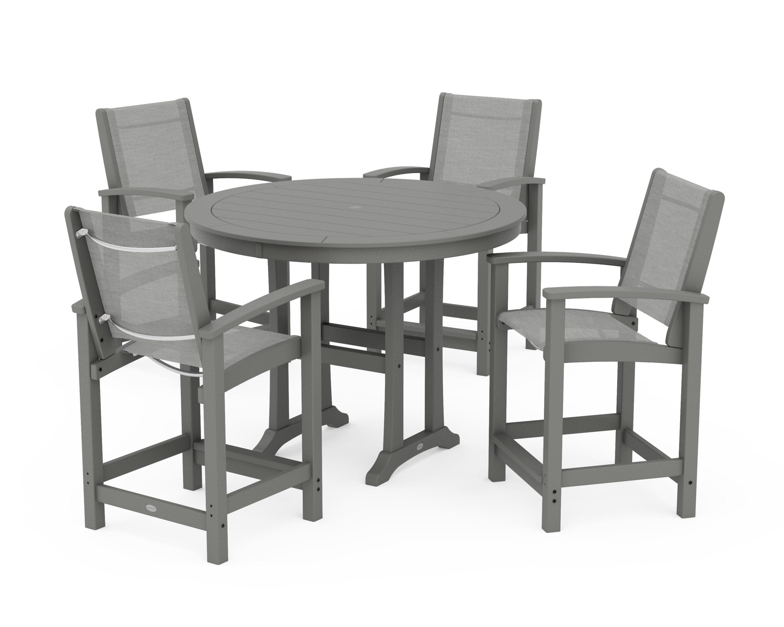 Coastal 5-Piece Counter Set in Slate Grey / Metallic Sling