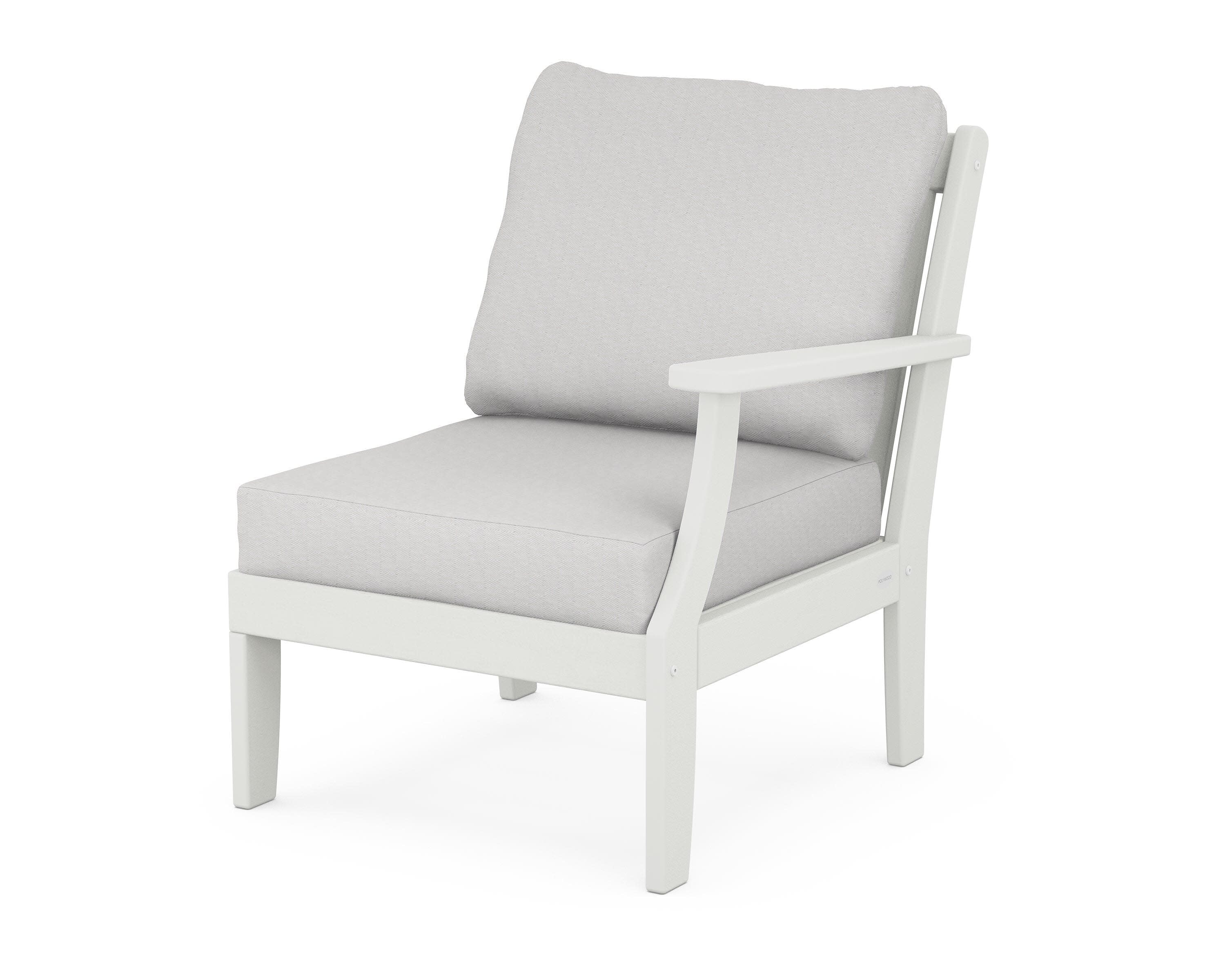 Braxton Modular Right Arm Chair in Vintage White / Diamond in the Rough