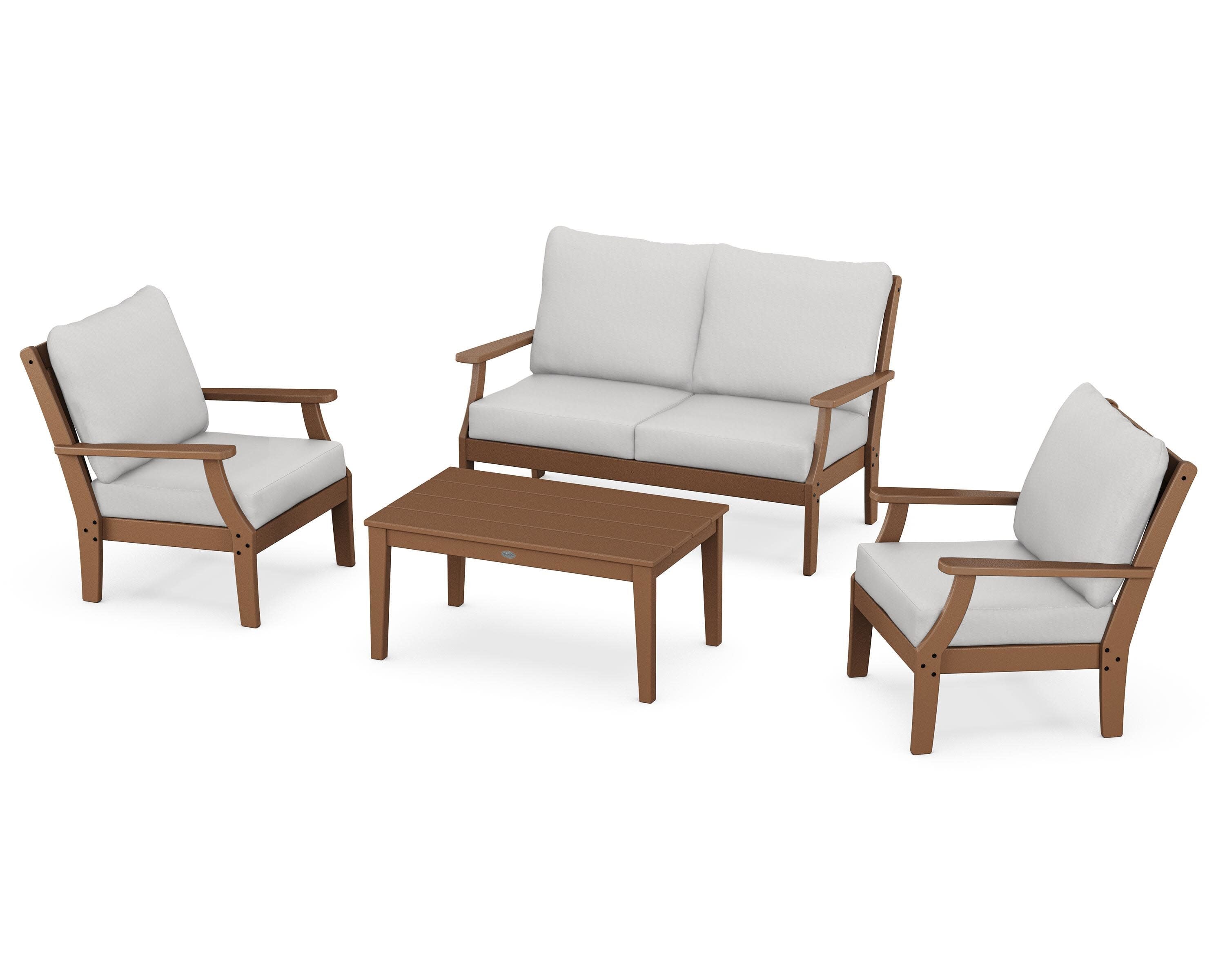 Braxton 4-Piece Deep Seating Chair Set in Teak / Diamond in the Rough