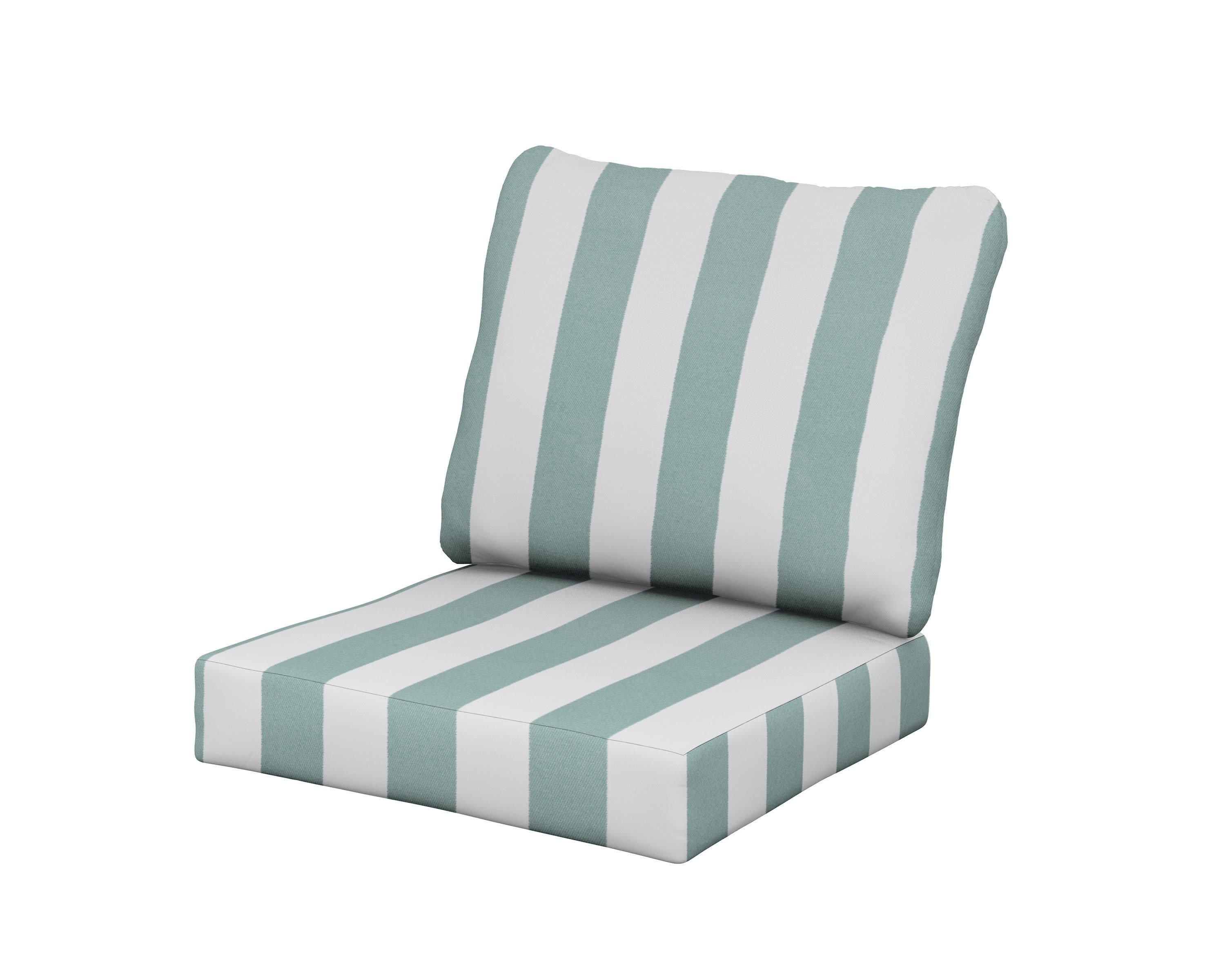 Baffle Seat/Back Cushion in Cabana Stripe Glacier Spa