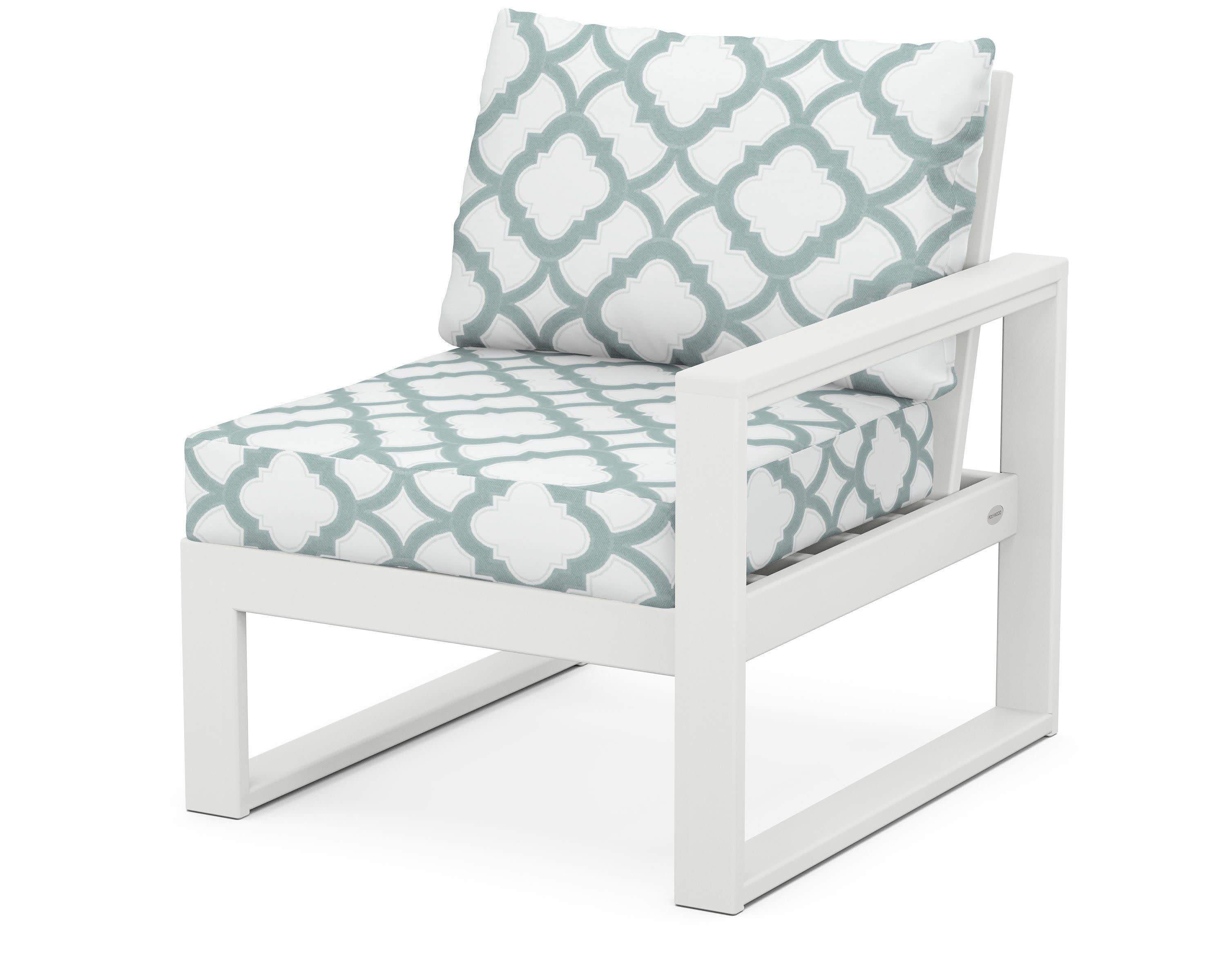 EDGE Modular Right Arm Chair in White / Trellis Glacier Spa