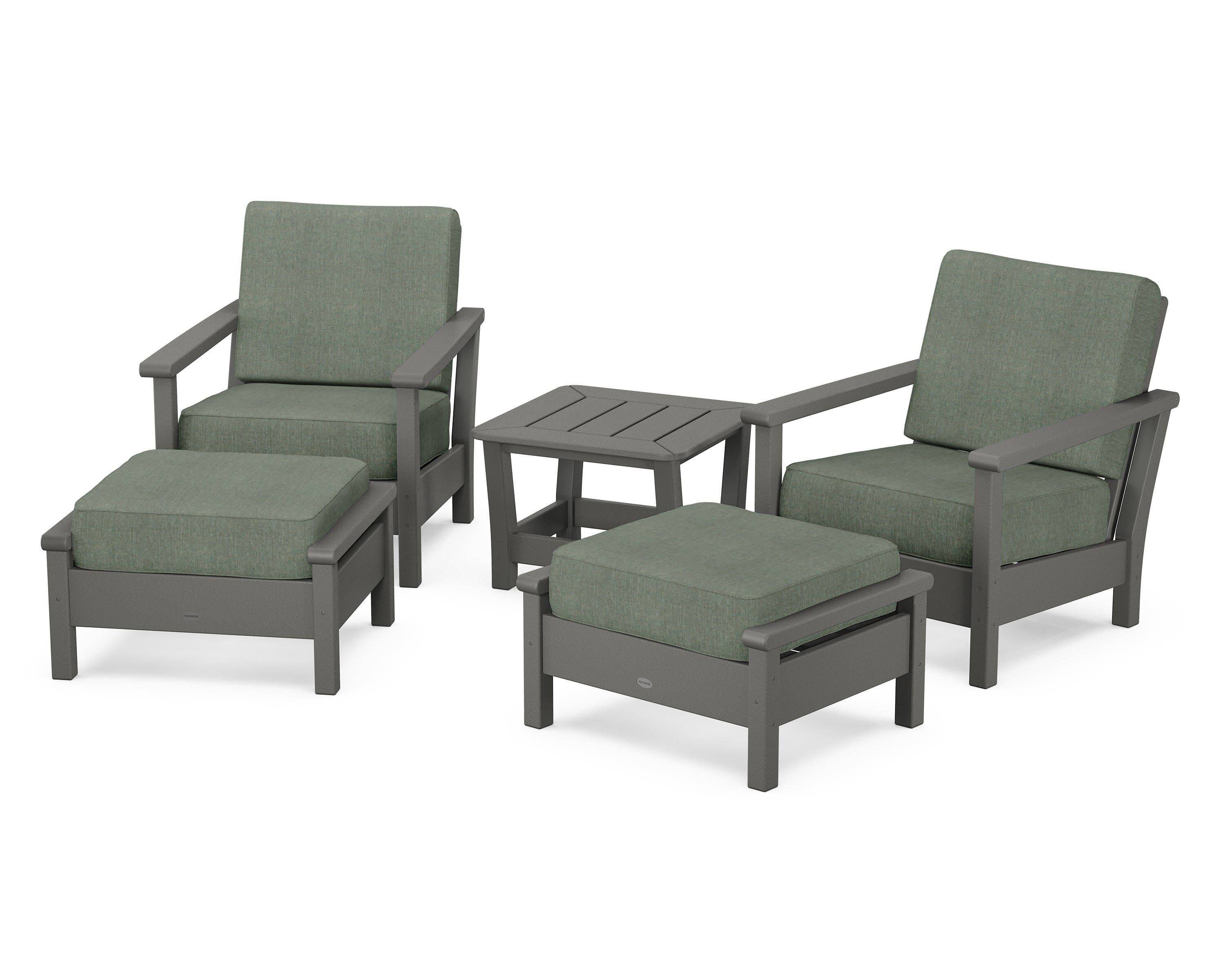 Harbour 5-Piece Deep Seating Chair Set in Slate Grey / Cast Sage