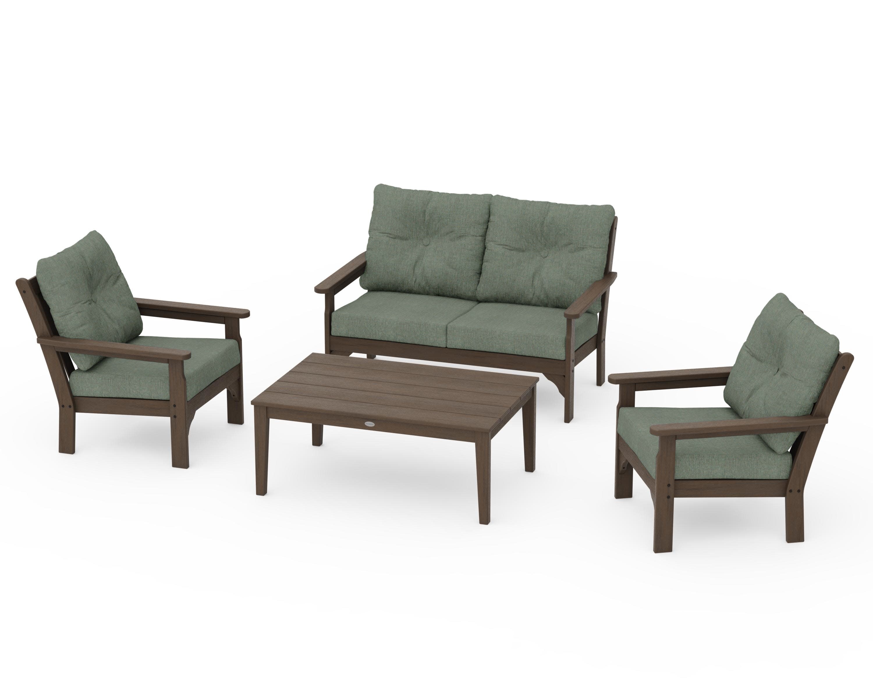 Vineyard 4-Piece Deep Seating Set in Kona / Cast Sage