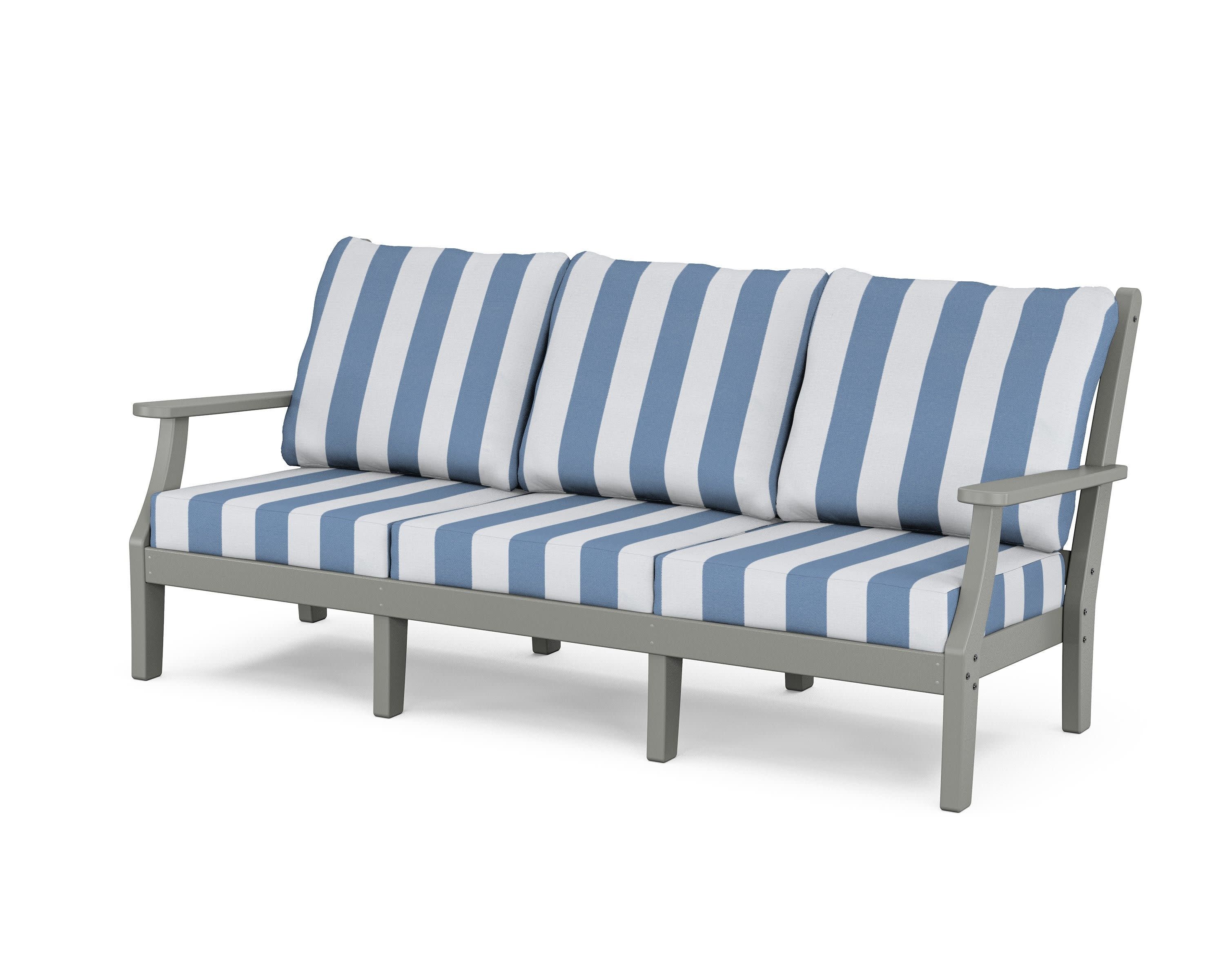 Wovendale Deep Seating Sofa in Slate Grey / Cabana Stripe Sky Blue