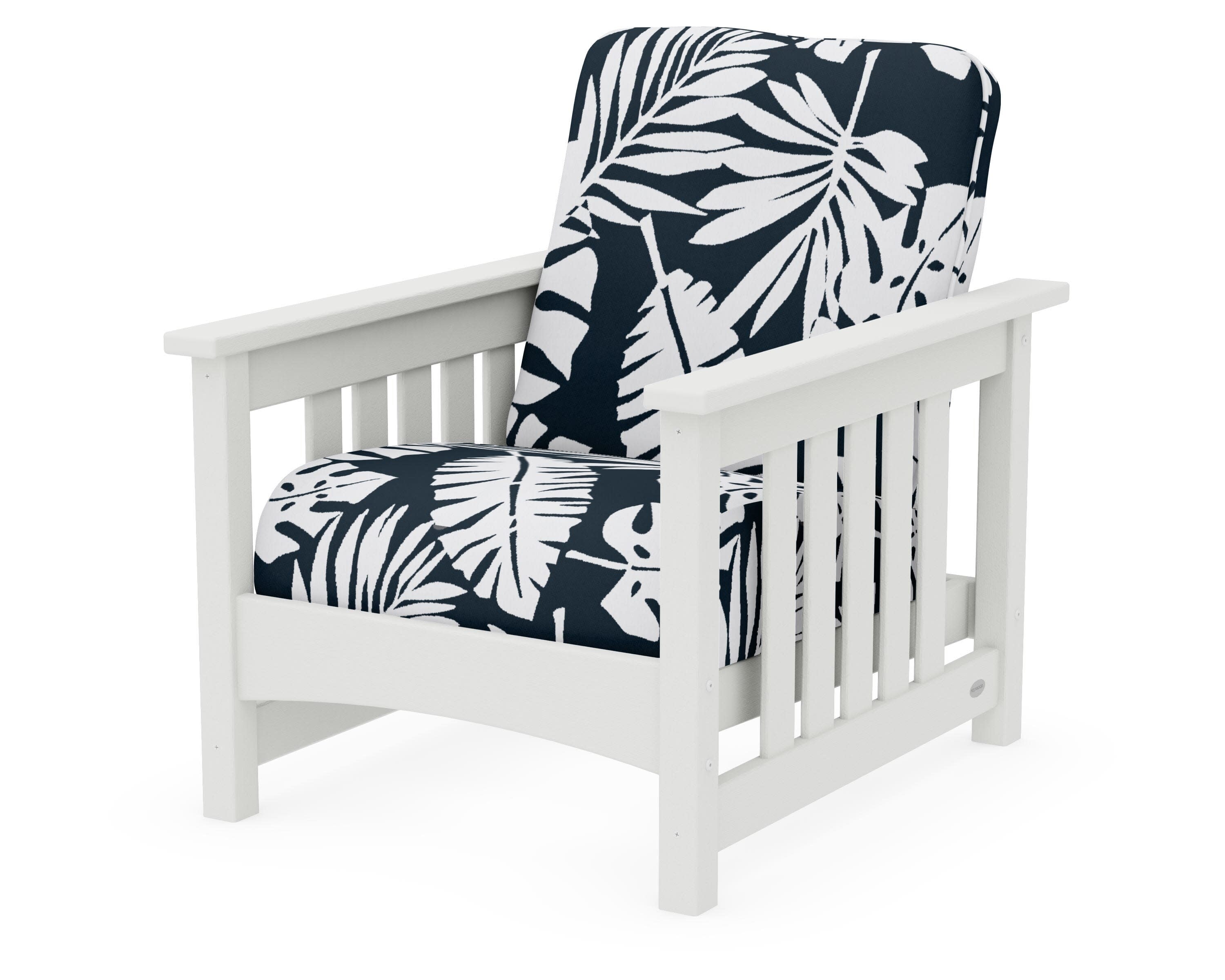 Club Mission Chair in Vintage White / Leaf Marine Indigo