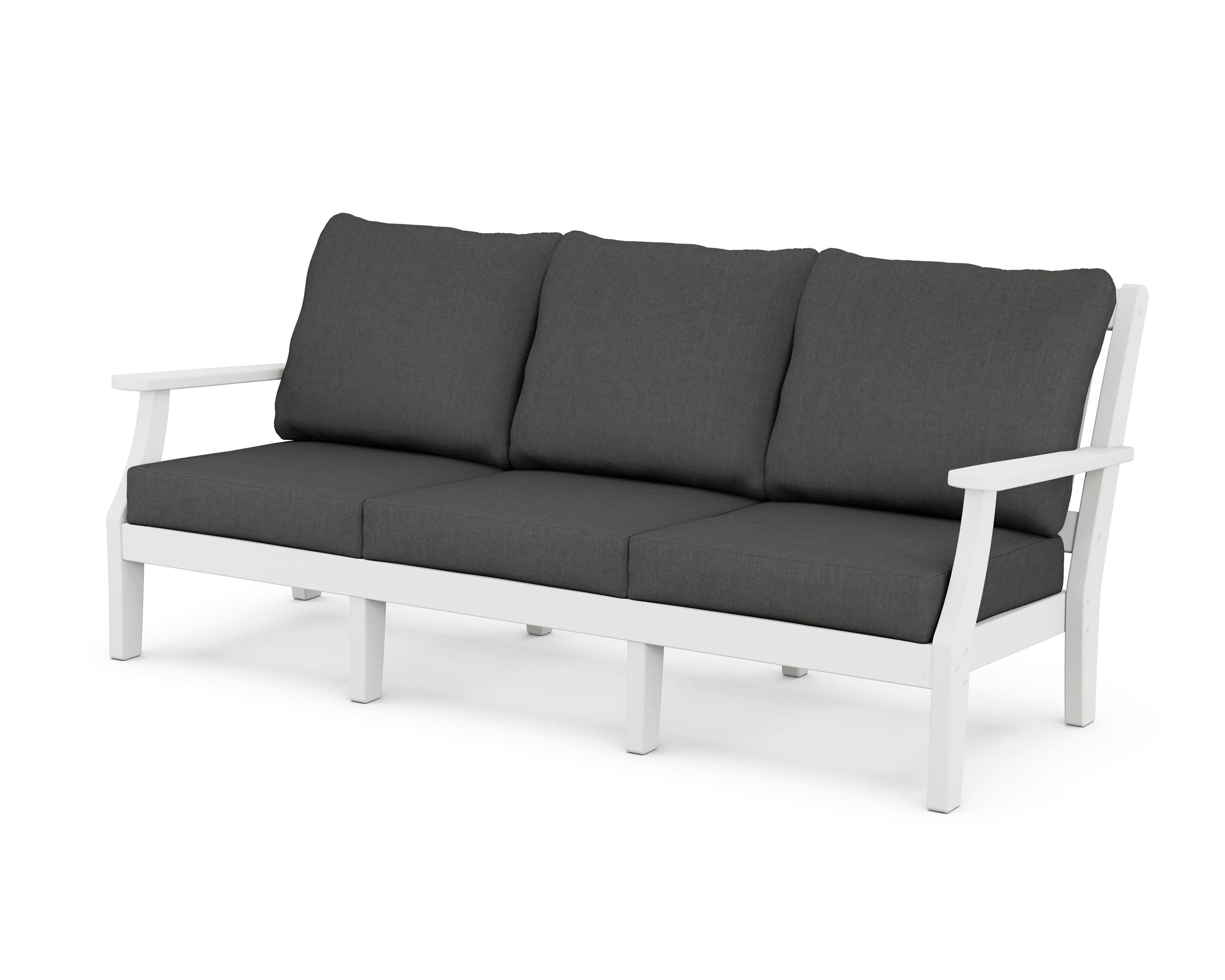 Chinoiserie Deep Seating Sofa in White / Spectrum Carbon