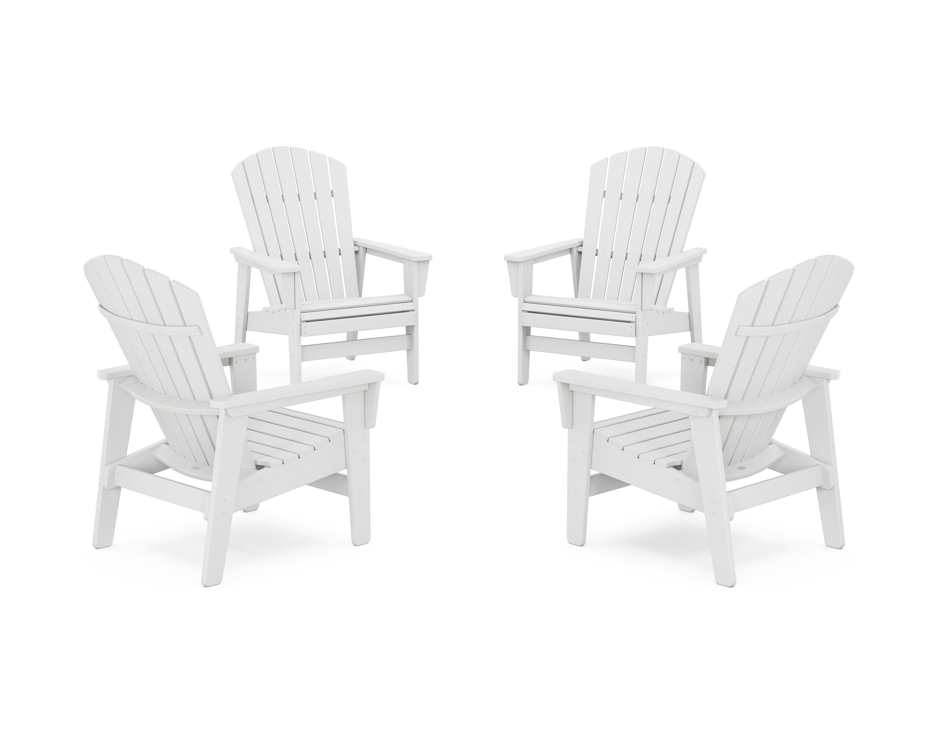 4-Piece Nautical Grand Upright Adirondack Chair Conversation Set in White