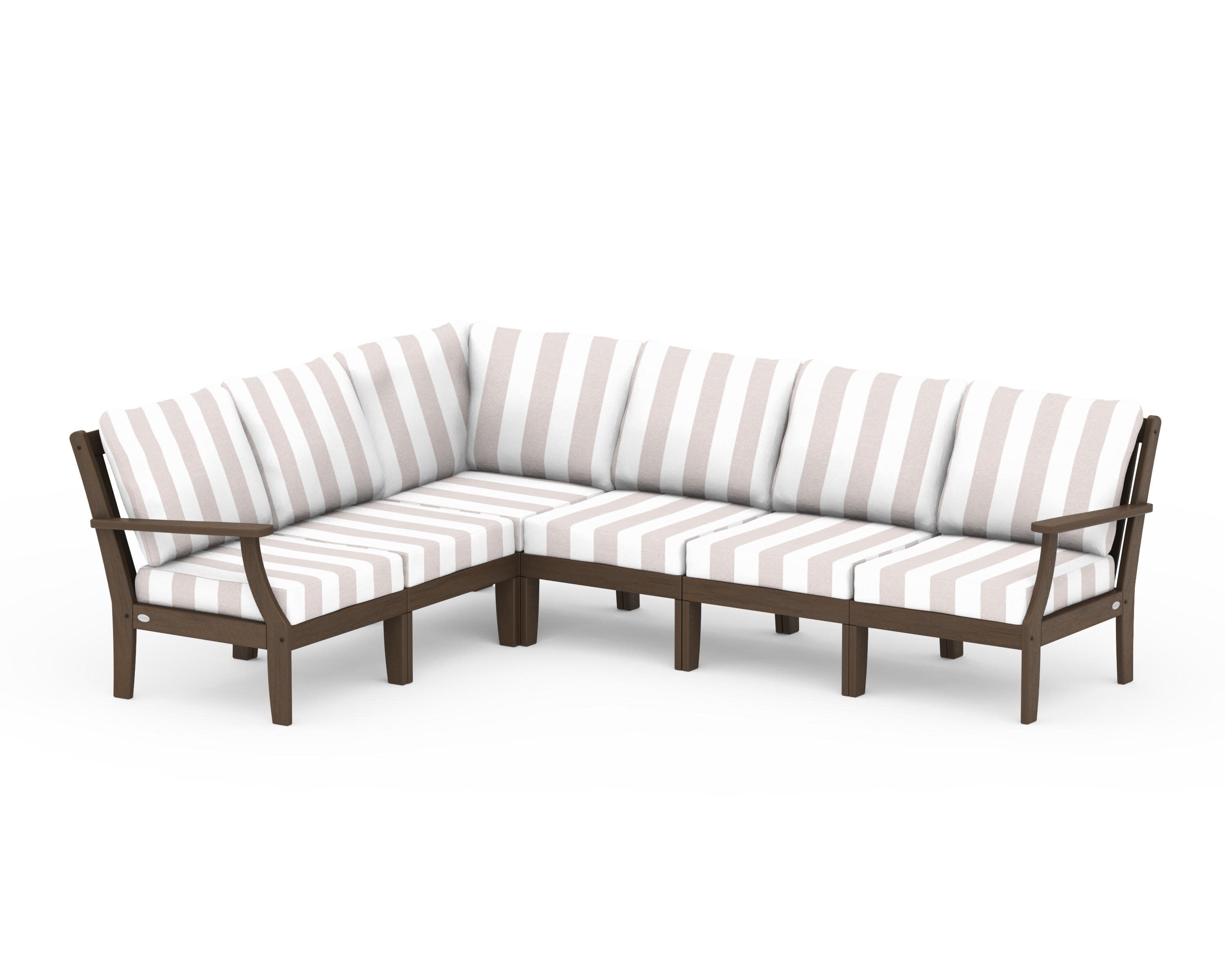 Braxton Modular 6-Piece Deep Seating Set in Kona / Cabana Stripe Dune Burlap