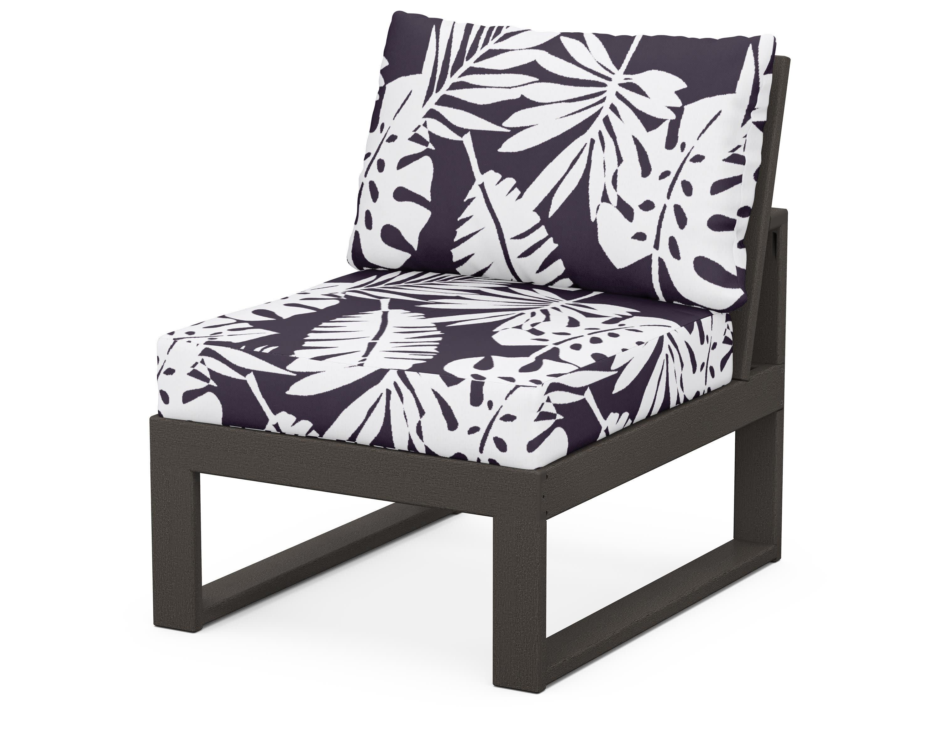 Modular Armless Chair in Vintage Coffee / Leaf Navy