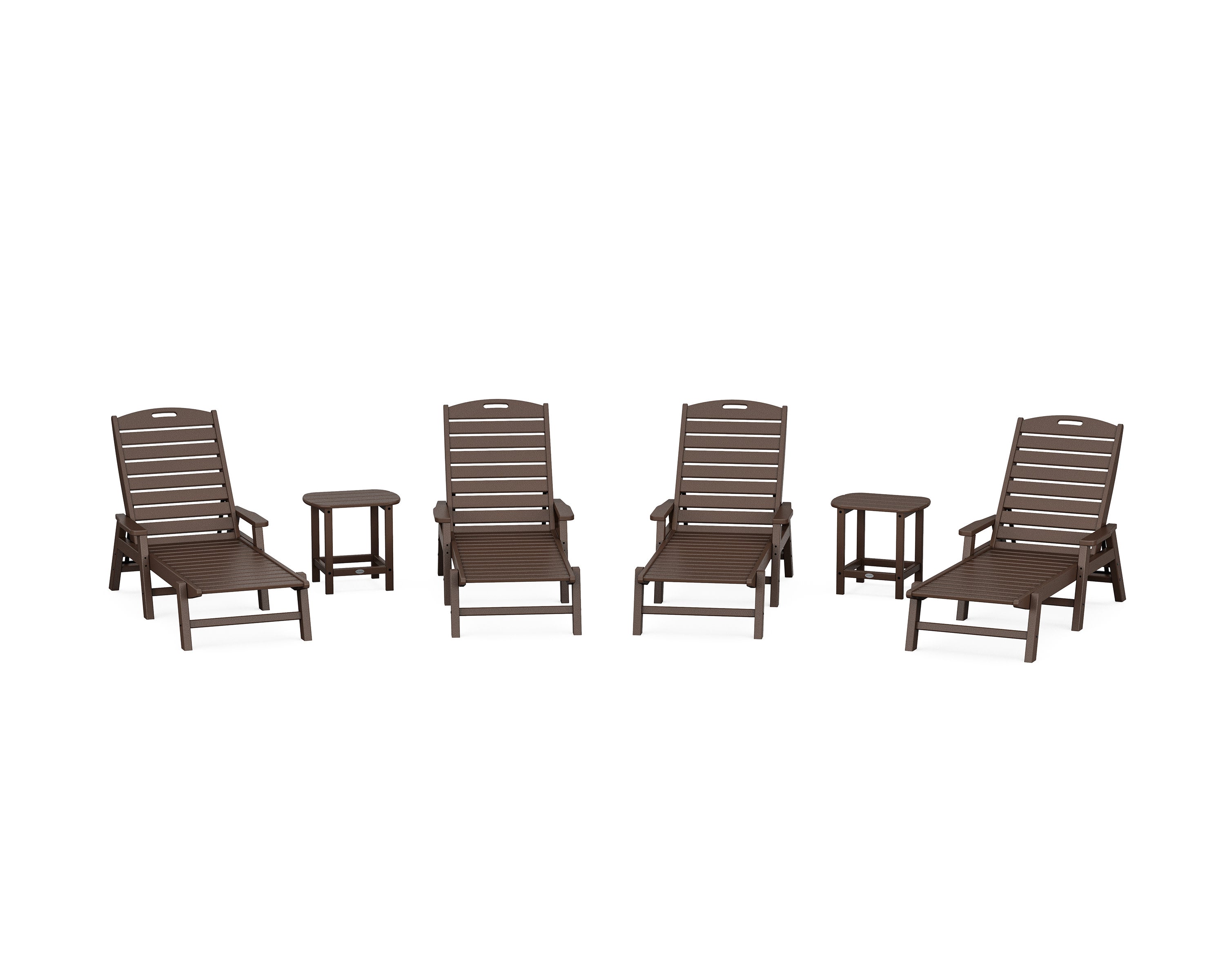 Nautical Chaise 6-Piece Set with Arms in Mahogany