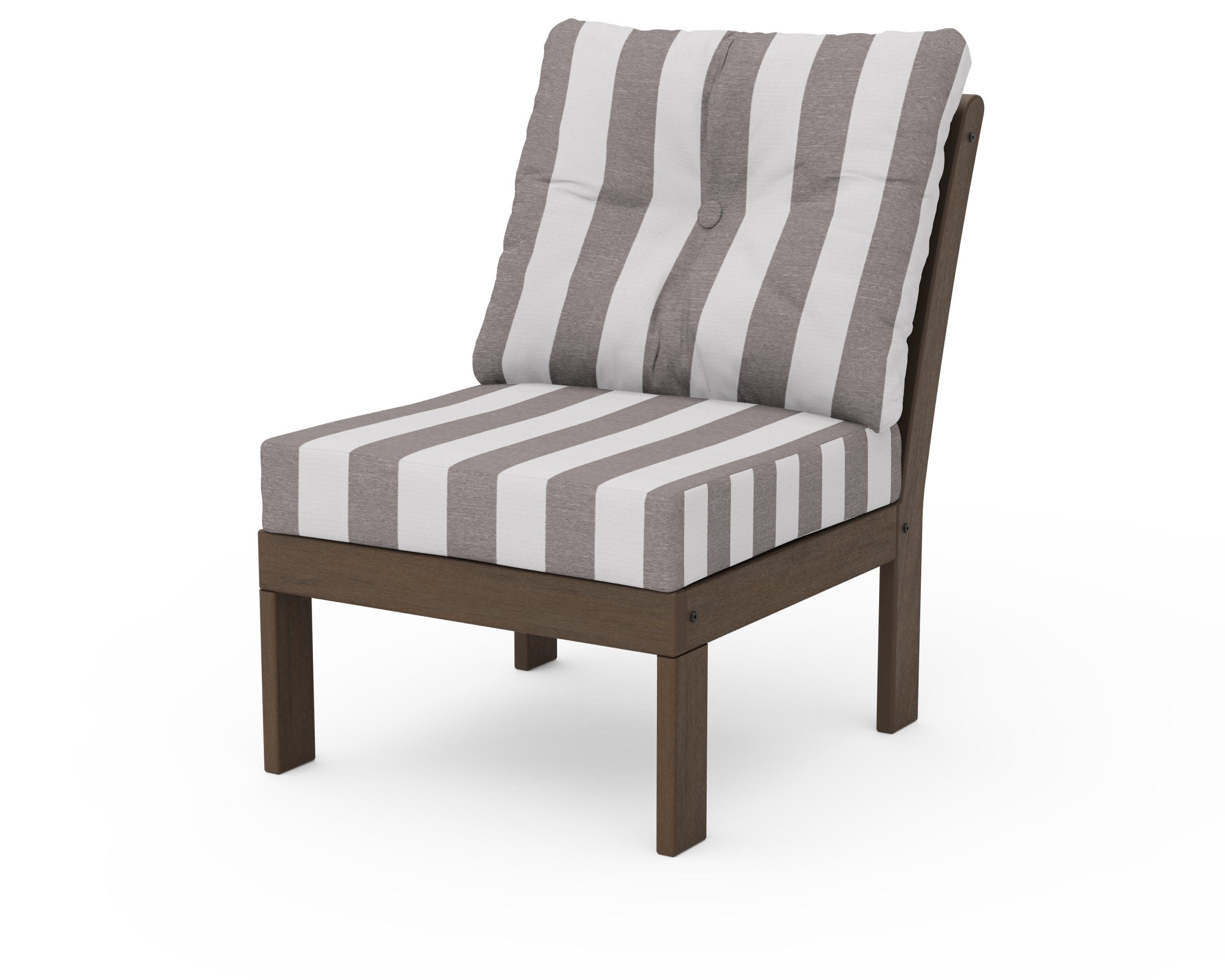 Vineyard Modular Armless Chair in Kona / Cabana Stripe Grey Mist