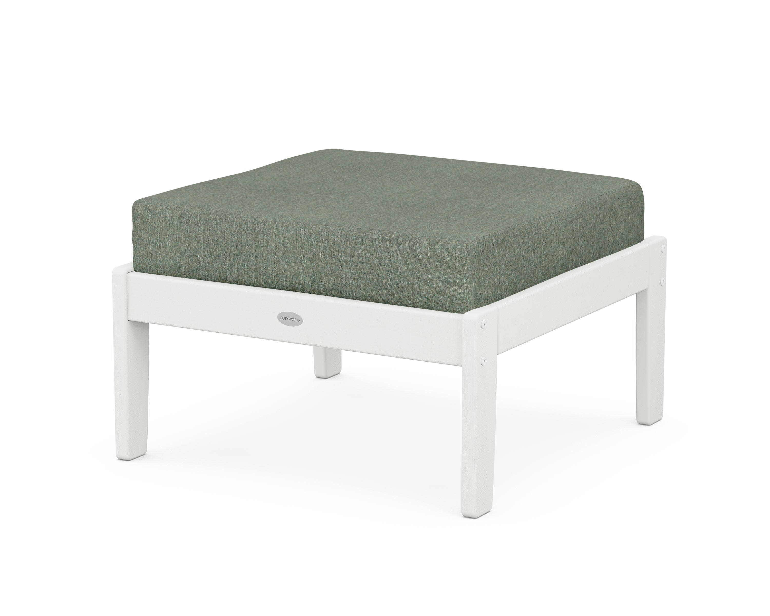 Braxton Deep Seating Ottoman in Vintage White / Cast Sage