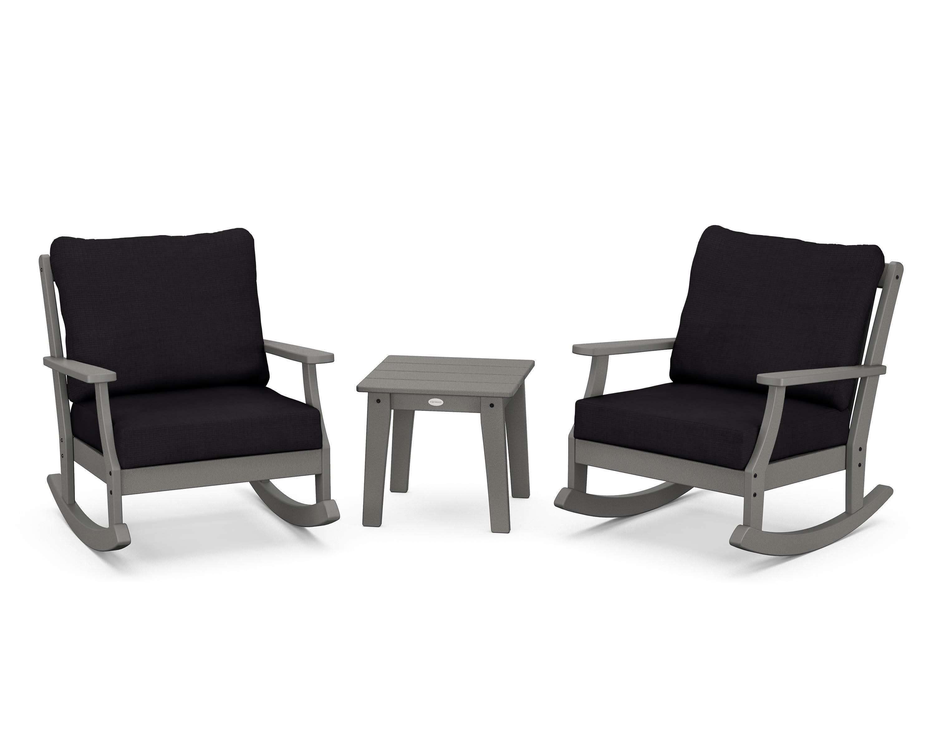 Braxton 3-Piece Deep Seating Rocker Set in Slate Grey / Midnight Linen