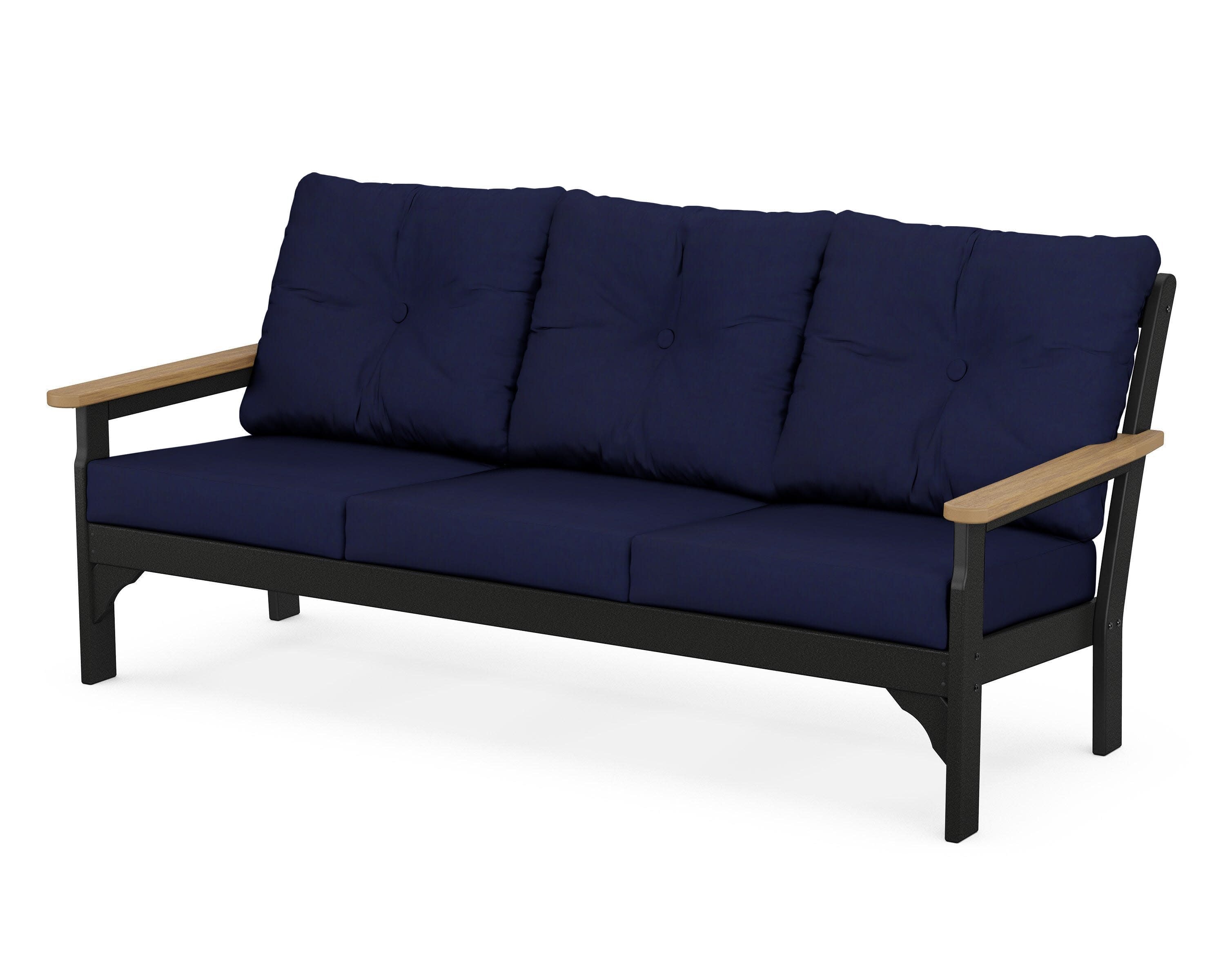 Vineyard Deep Seating Sofa in Black / Natural / Navy