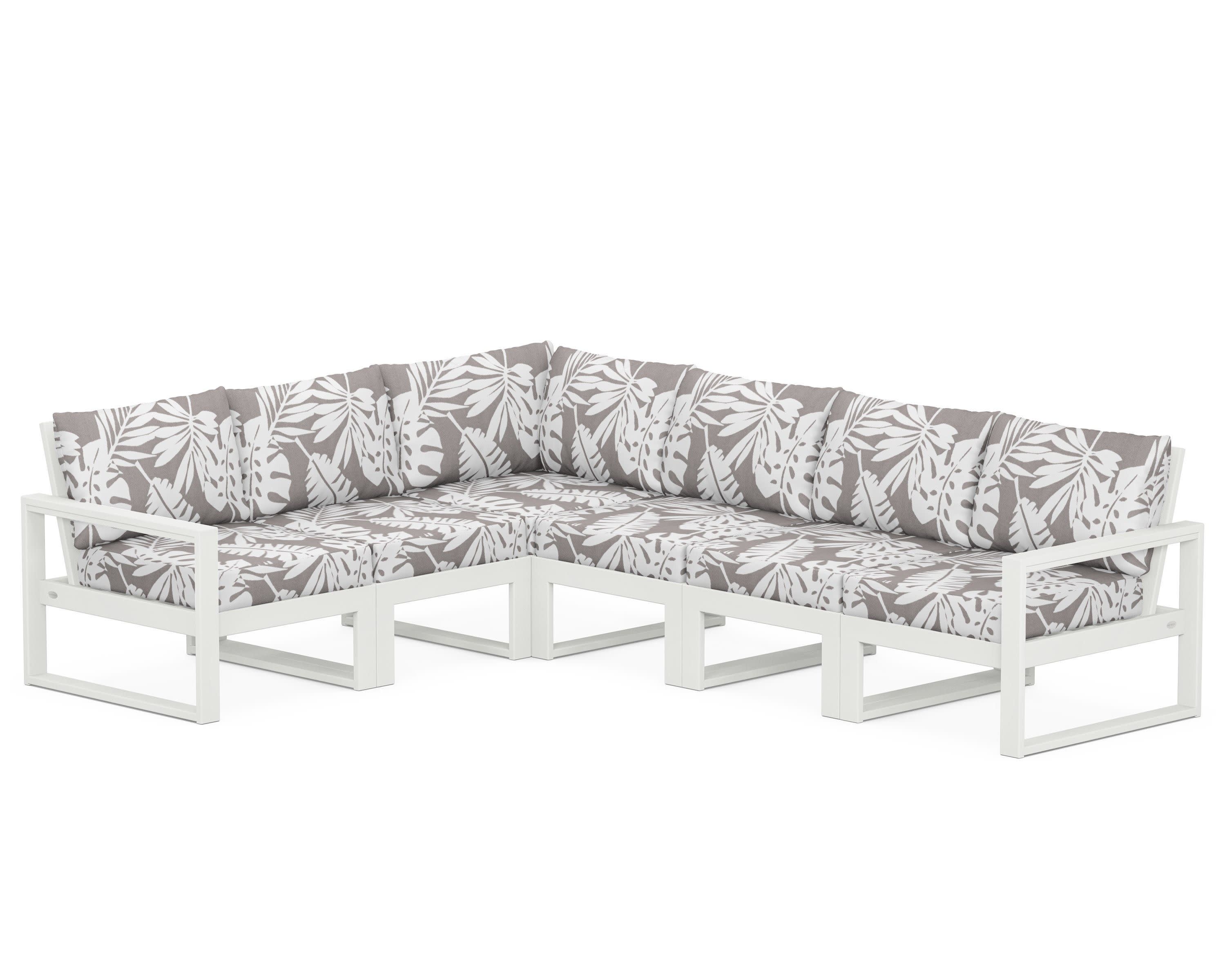 EDGE 6-Piece Modular Deep Seating Set in Vintage White / Leaf Grey Mist
