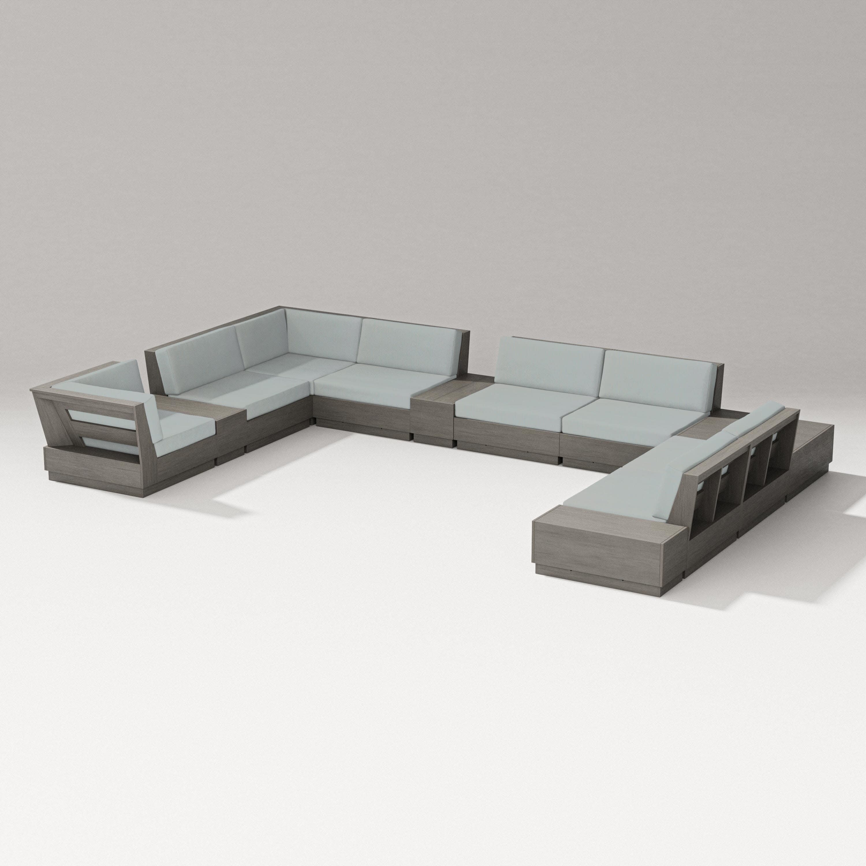 Elevate 12-Piece Conversation Sectional Set in Driftwood / Spa