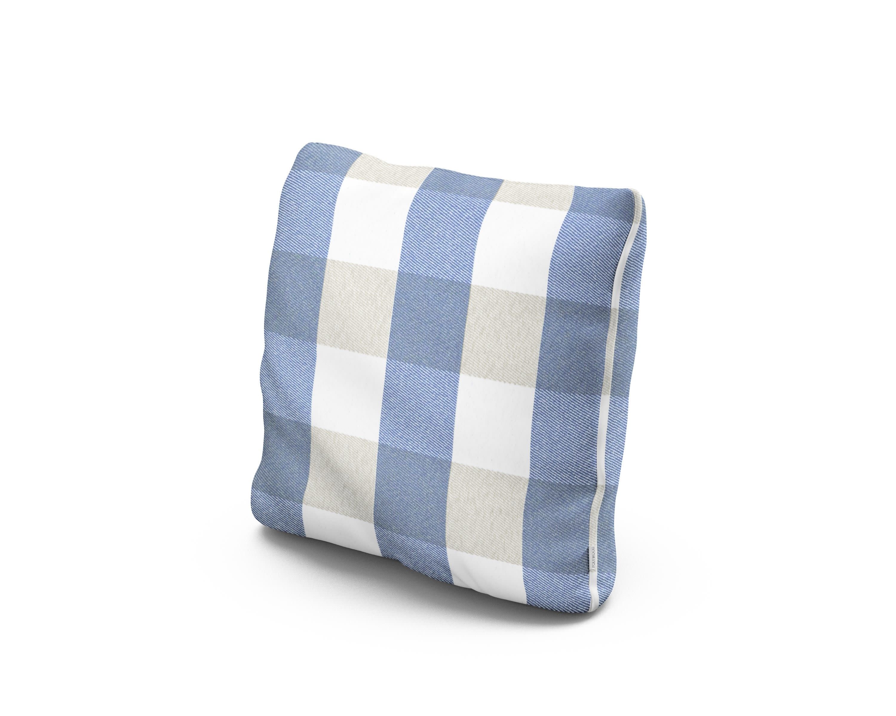 16" Outdoor Throw Pillow in Buffalo Plaid Sky Blue
