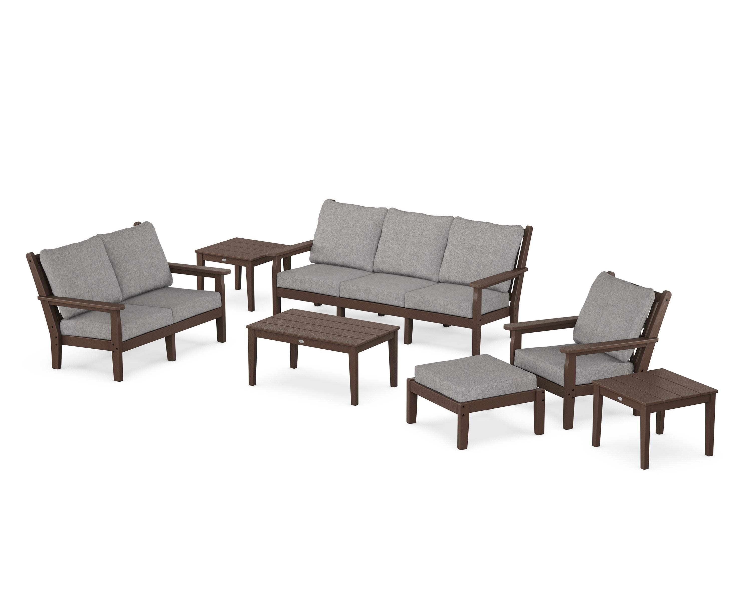 Chippendale 7-Piece Deep Seating Set in Mahogany / Grey Mist