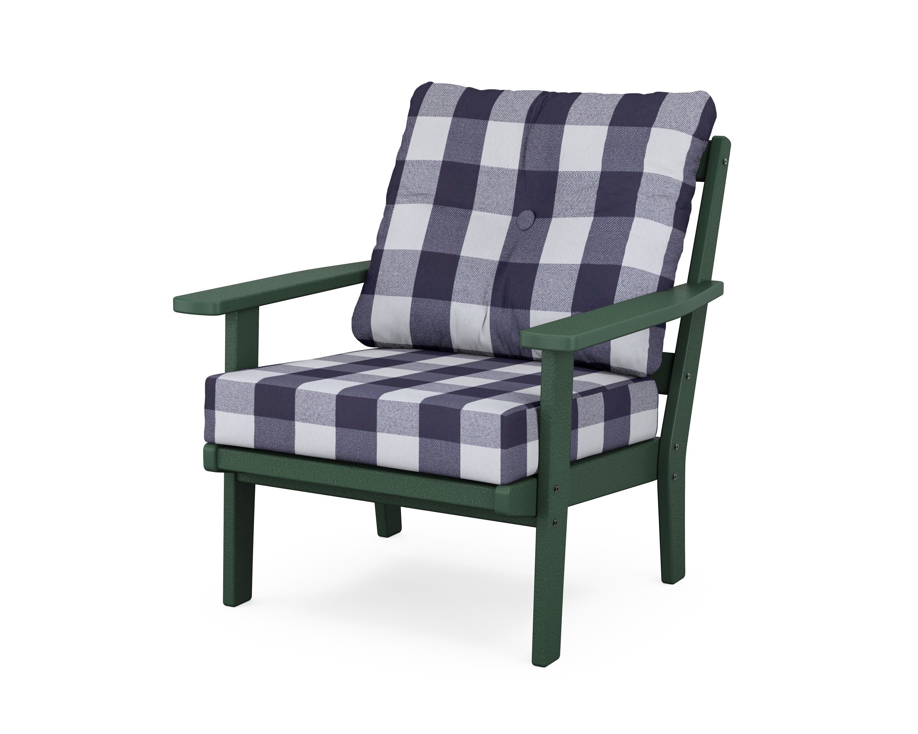 Oxford Deep Seating Chair in Green / Buffalo Plaid Navy