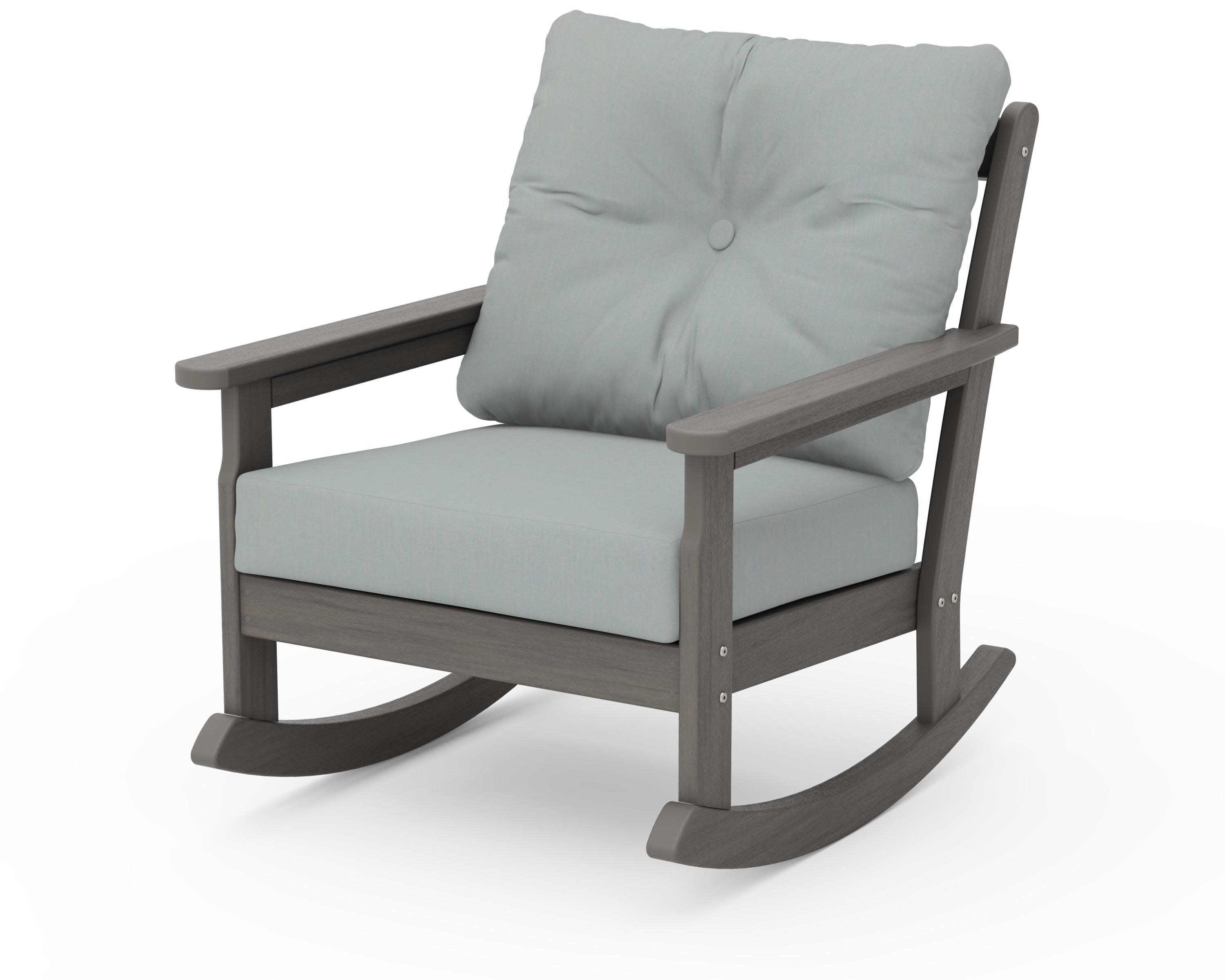 Vineyard Deep Seating Rocking Chair in Driftwood / Spa